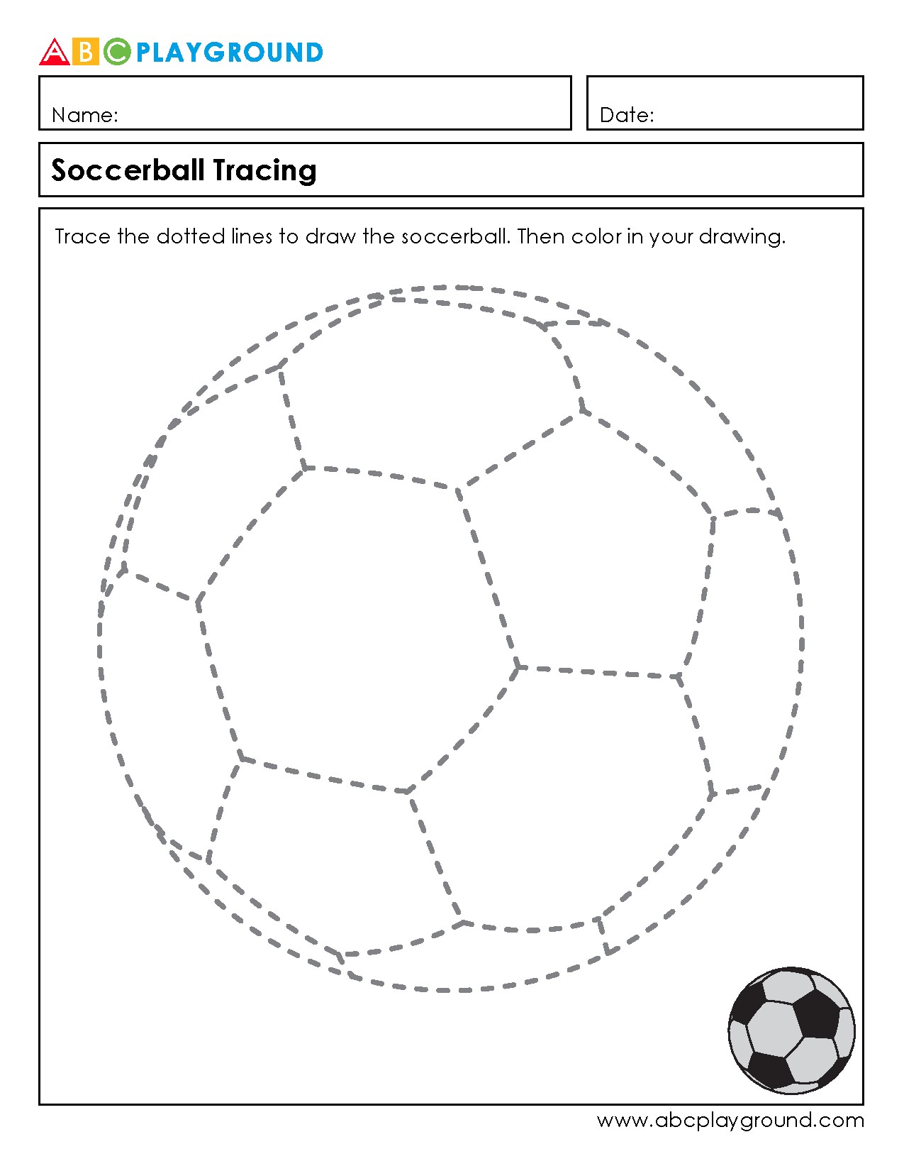 Soccerball Tracing and Coloring Activity