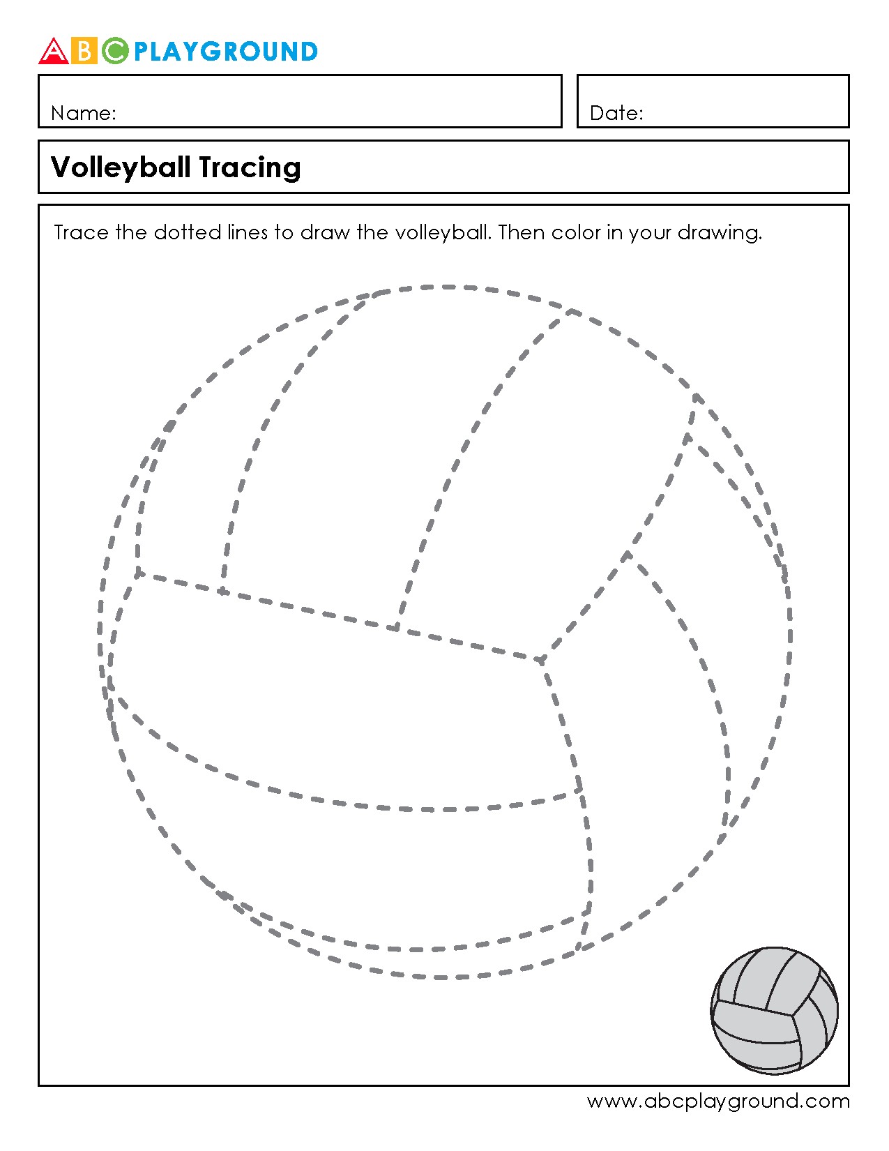 Volleyball Tracing and Coloring Activity