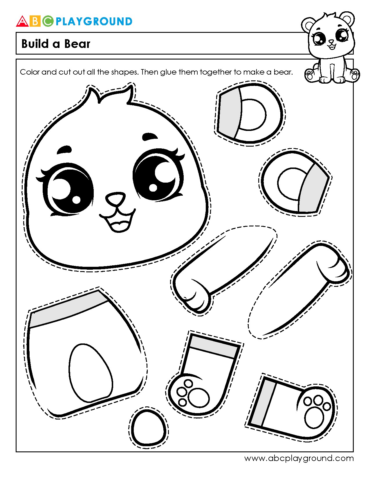 Cut and Assemble Craft Shapes to Build a Bear