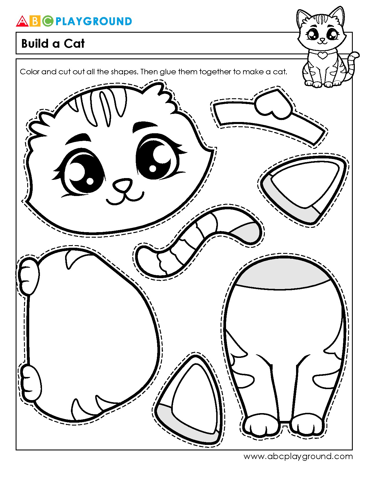 Cut and Paste Shapes to Build a Cat Craft