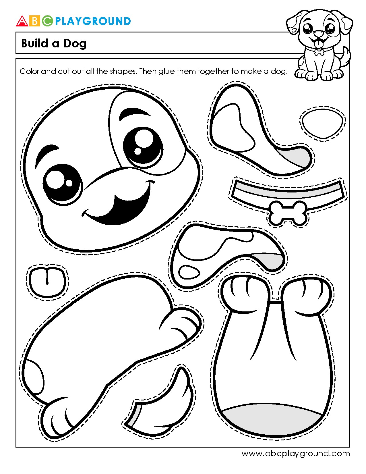 Cut and Build a Dog Craft Activity