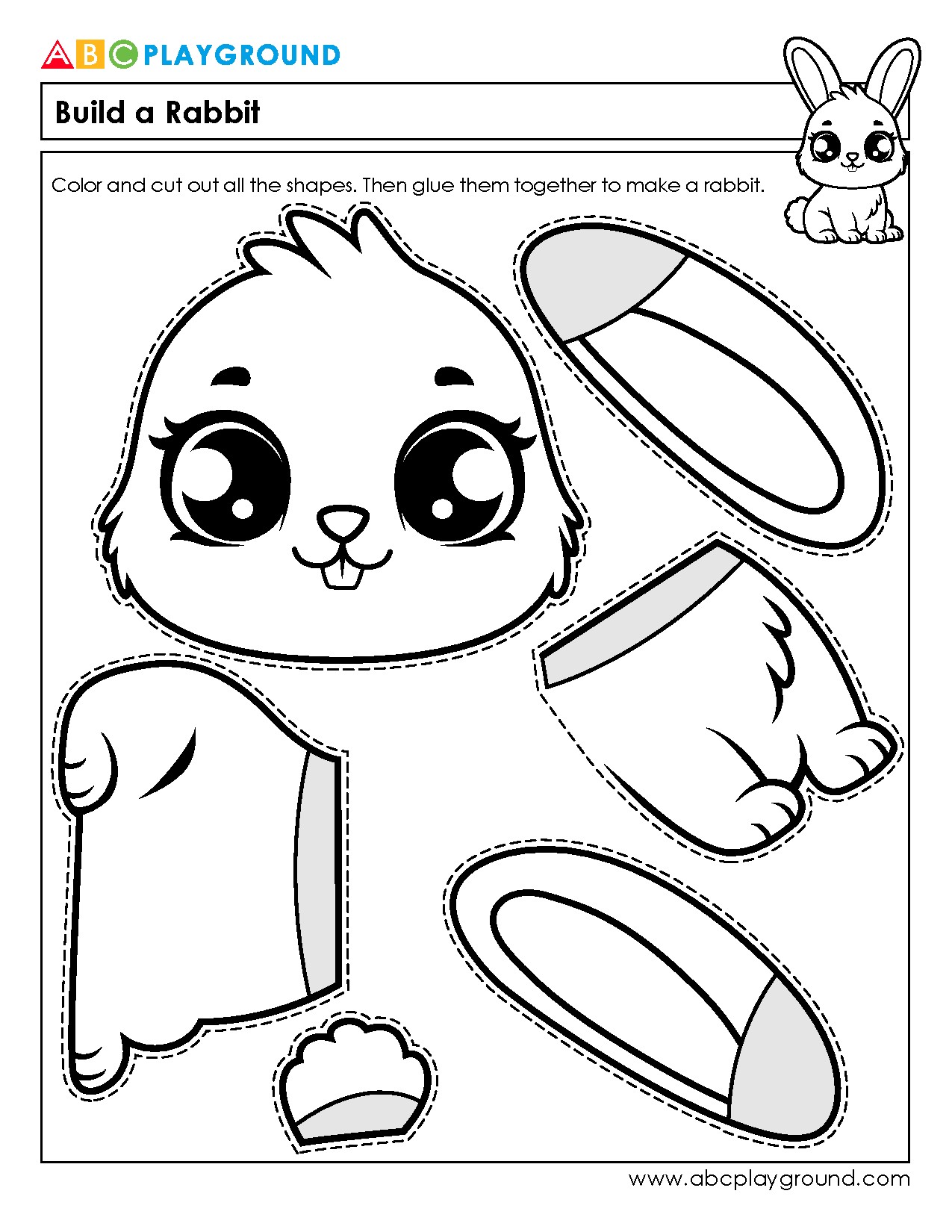 Cut and Assemble Shapes to Build a Rabbit Craft
