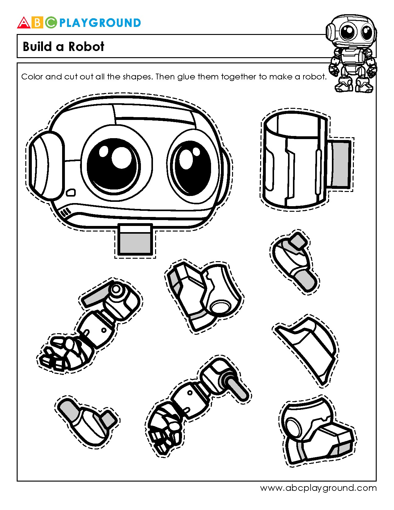 Color, Cut, and Assemble Robot Craft Activity