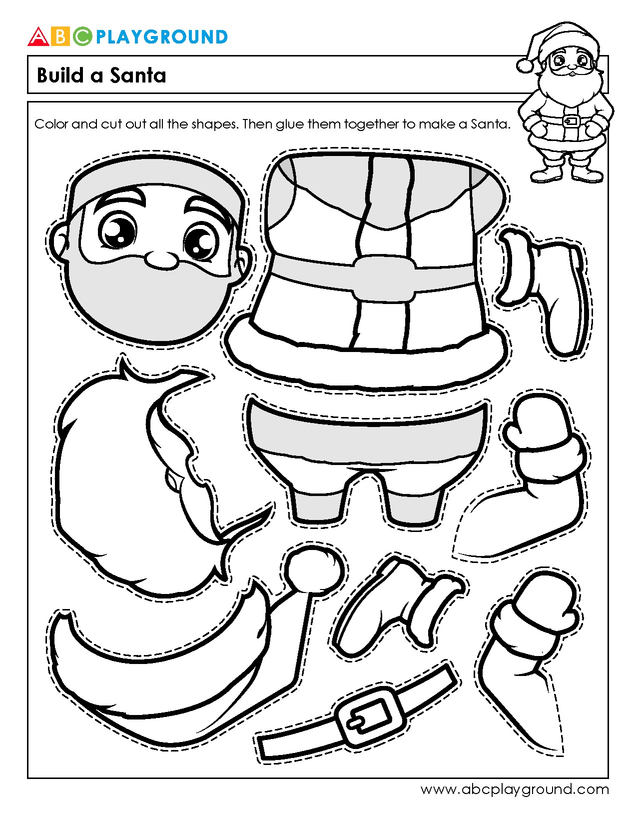 Cut and Assemble Santa Claus Craft Activity