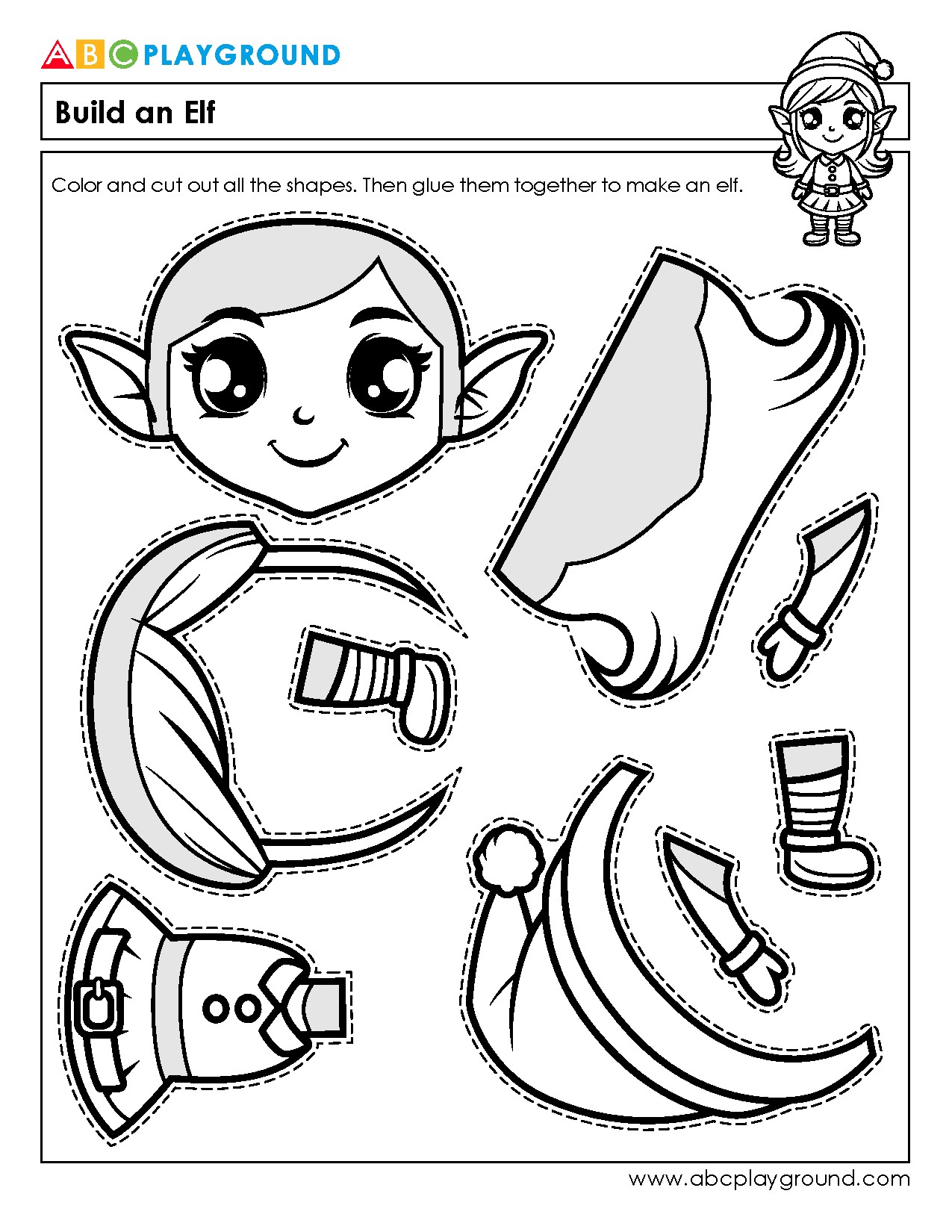 Cut and Assemble a Fun Elf Craft Activity