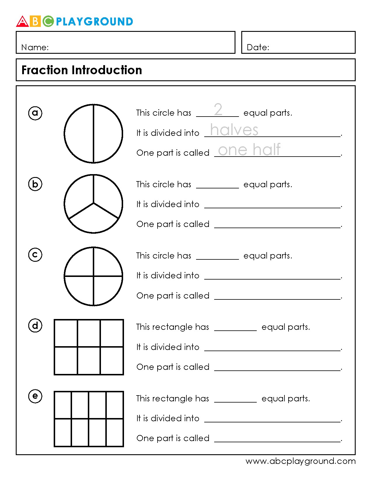 Introduction to Fractions Using Circles and Rectangles