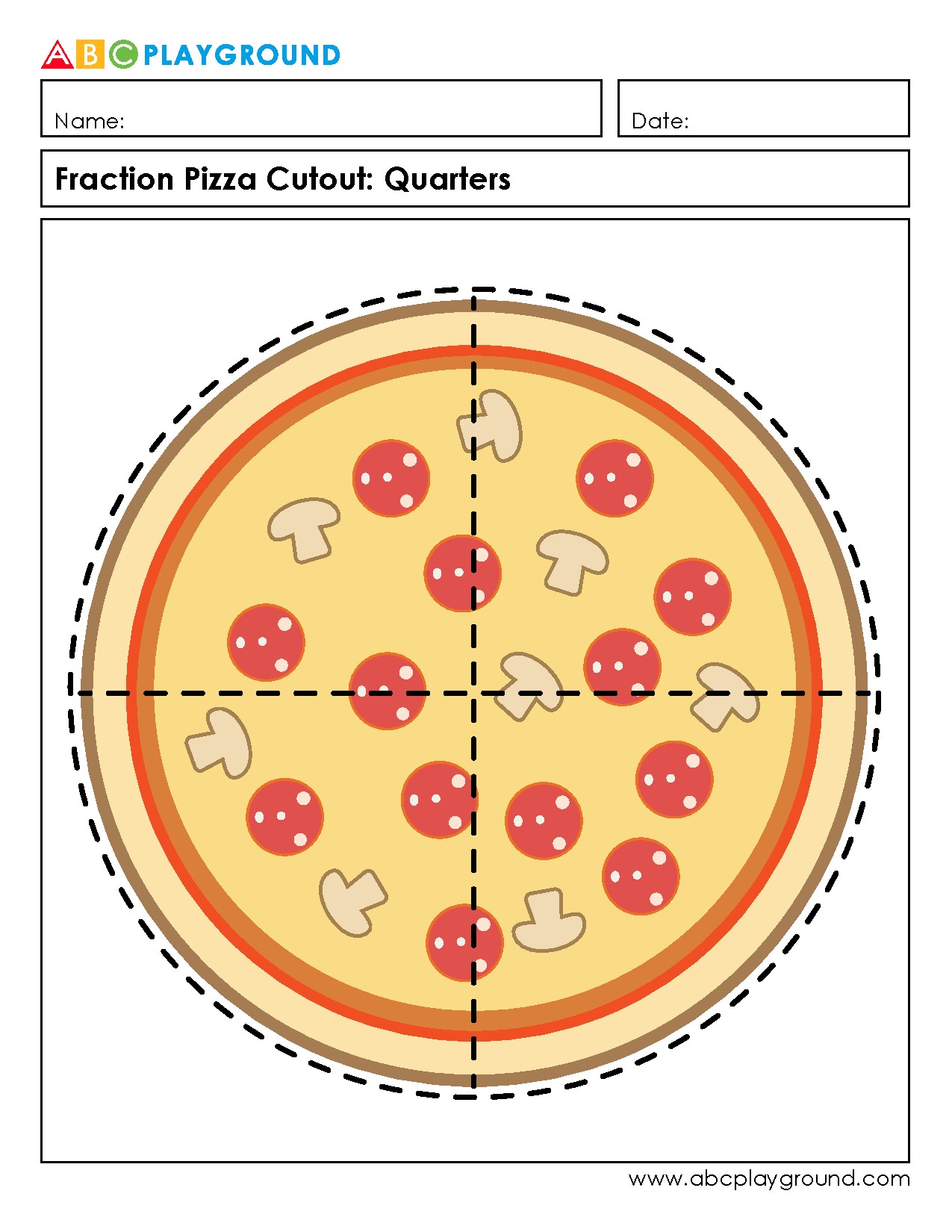 Fraction Pizza Cutout Activity for Learning Quarters