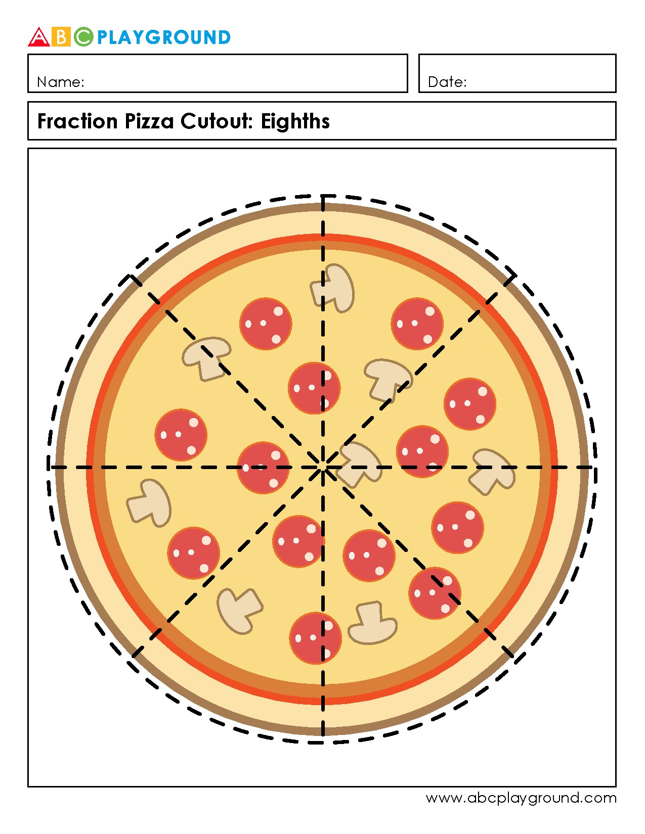 Cut-and-Use Fraction Pizza for Learning Eighths