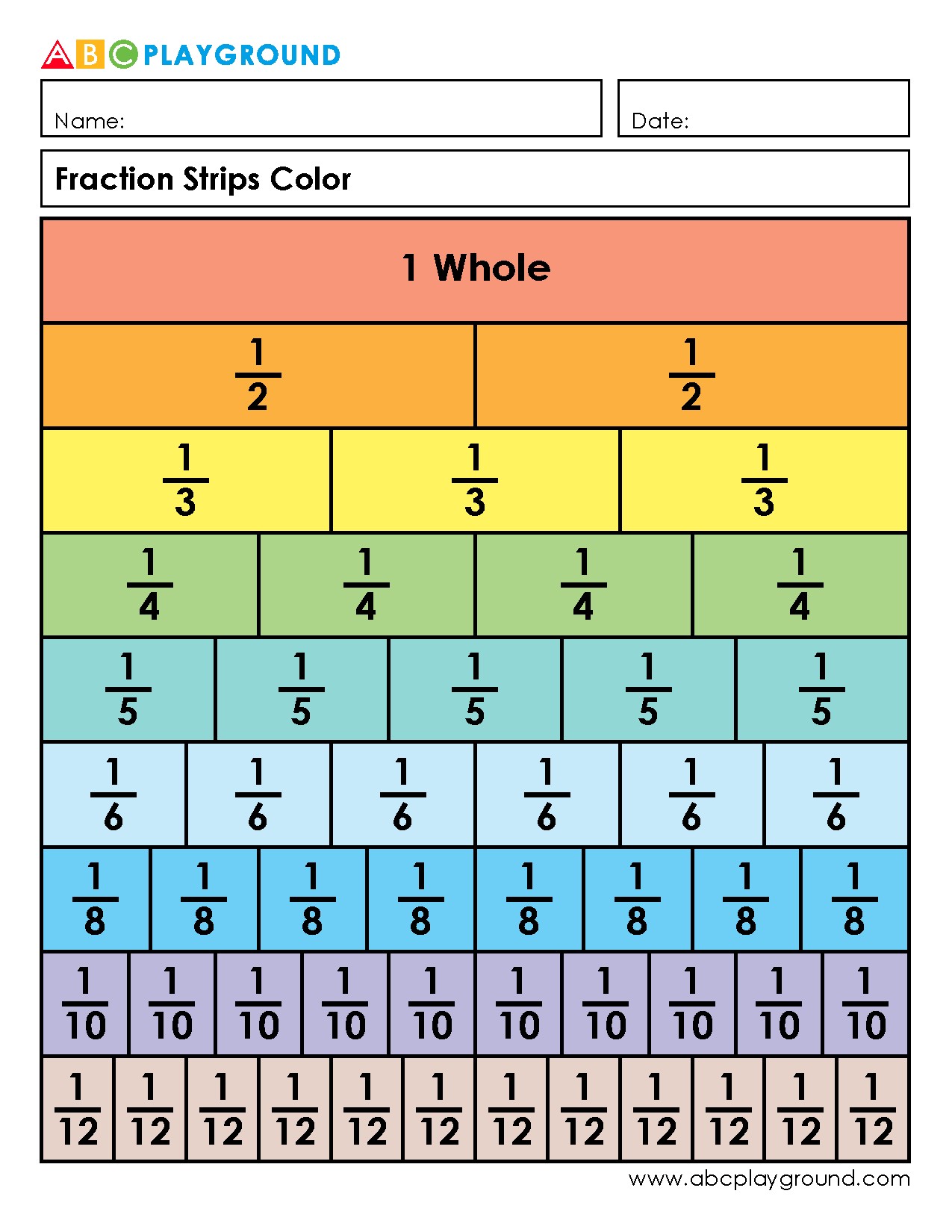 Colorful Fraction Strips for Visualizing Fractions