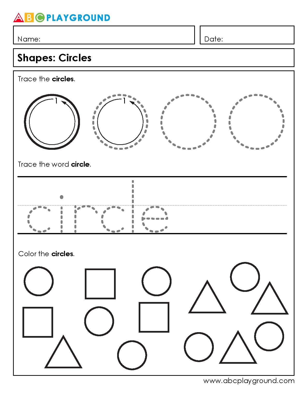 Circle Tracing and Coloring Worksheet for Early Learners