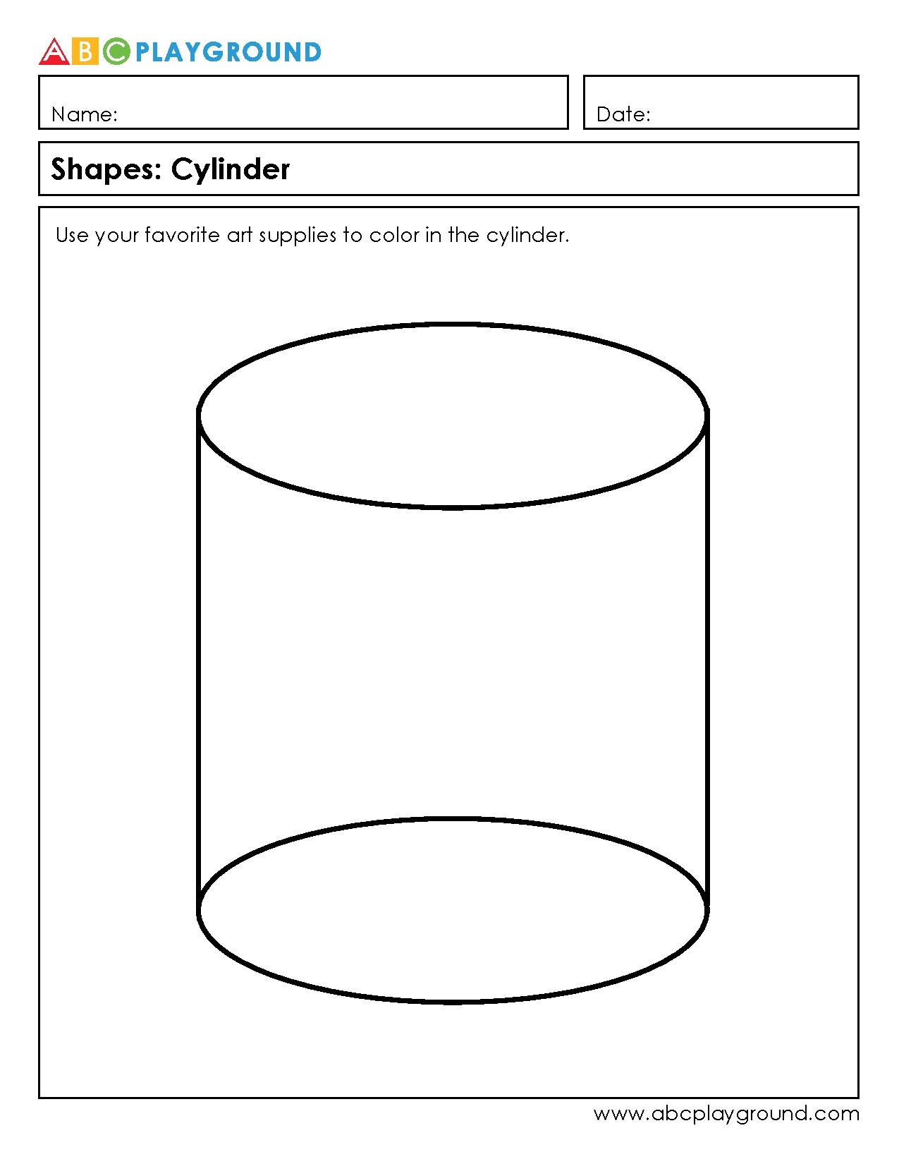 Color and Identify Cylinders Worksheet