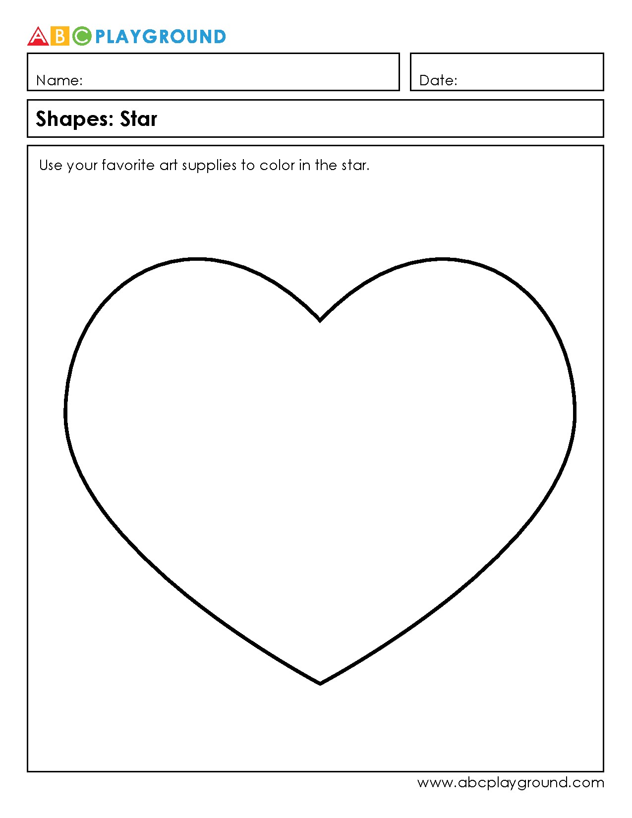 Coloring Worksheet for Star Shape Recognition