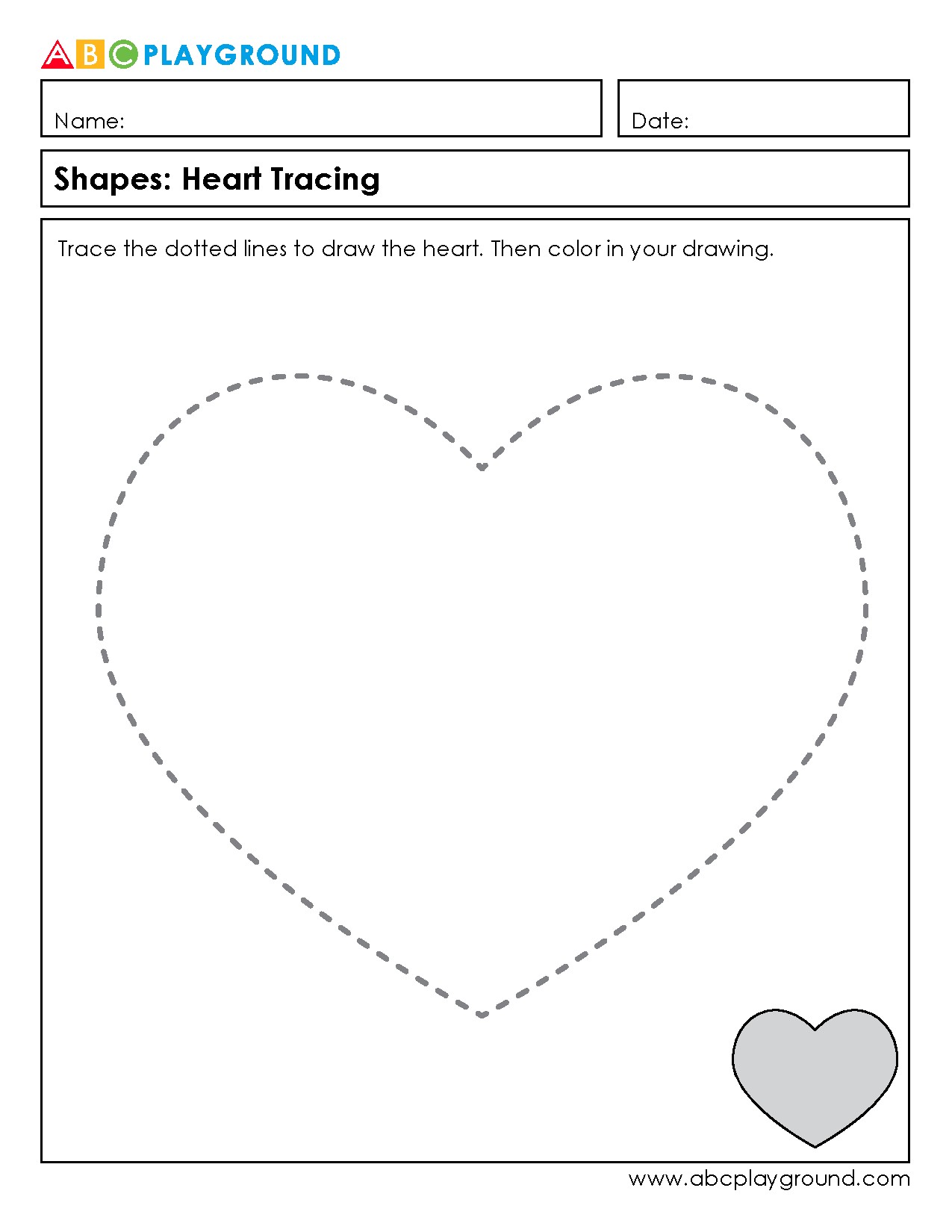 Heart Shape Tracing and Coloring Activity Worksheet