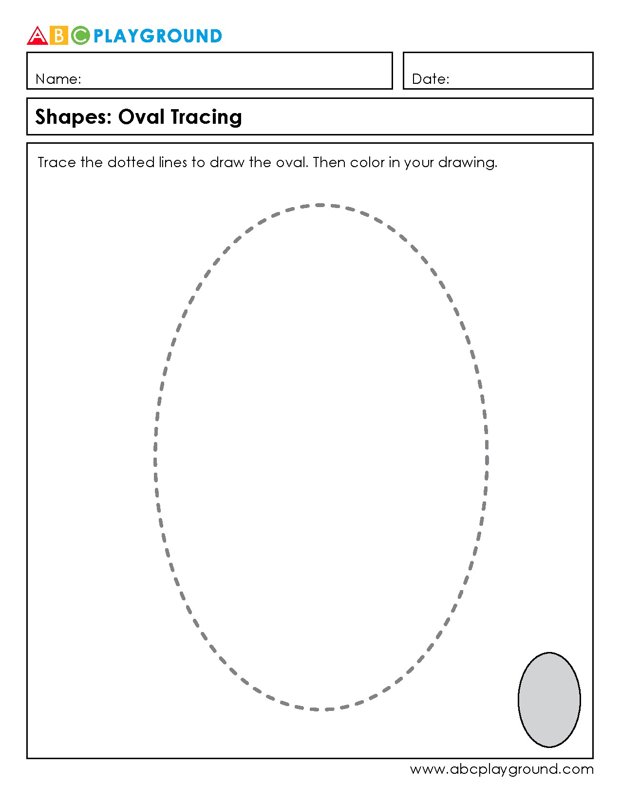 Oval Tracing Worksheet for Early Shape Recognition