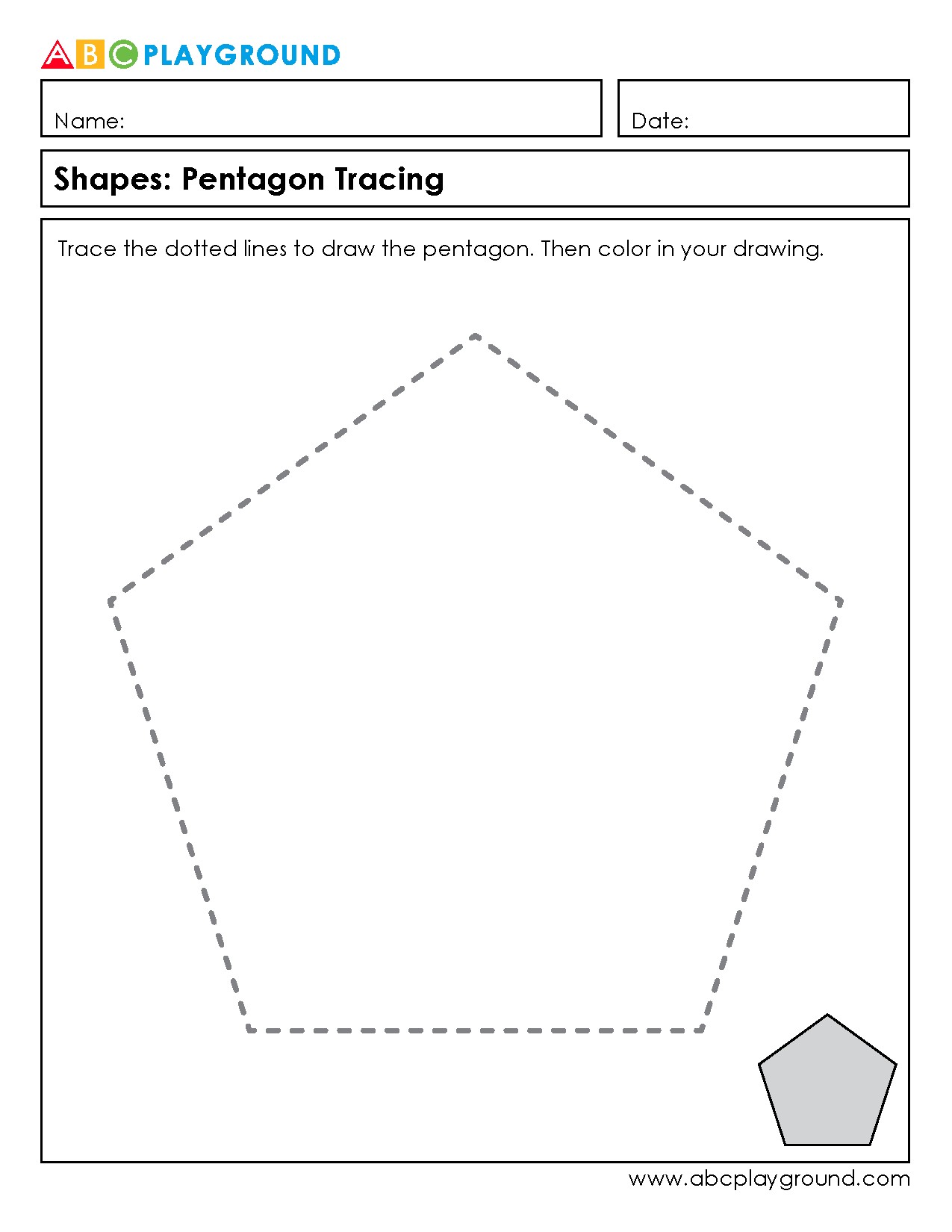 Pentagon Shape Tracing and Coloring Activity