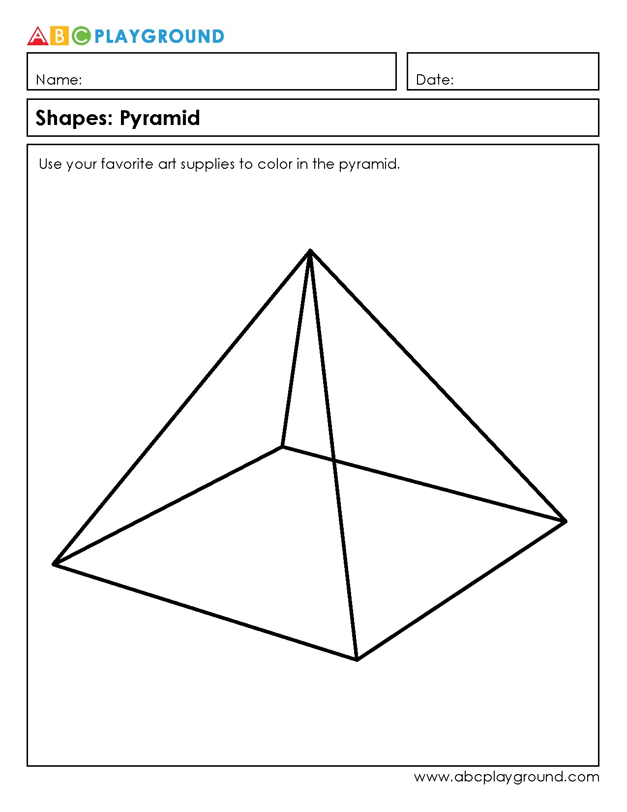 Color and Learn About Pyramid Shapes Worksheet