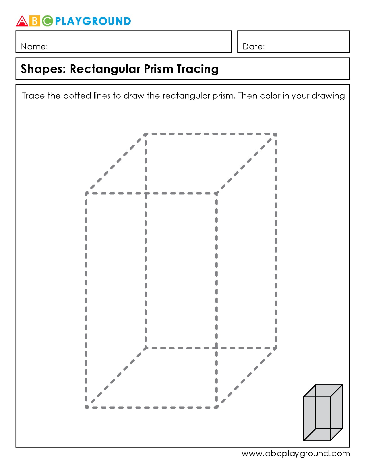 Rectangular Prism Tracing and Coloring Activity