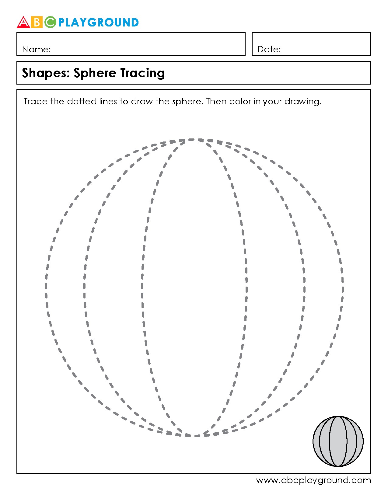 Sphere Tracing Worksheet for Shape Recognition and Coloring