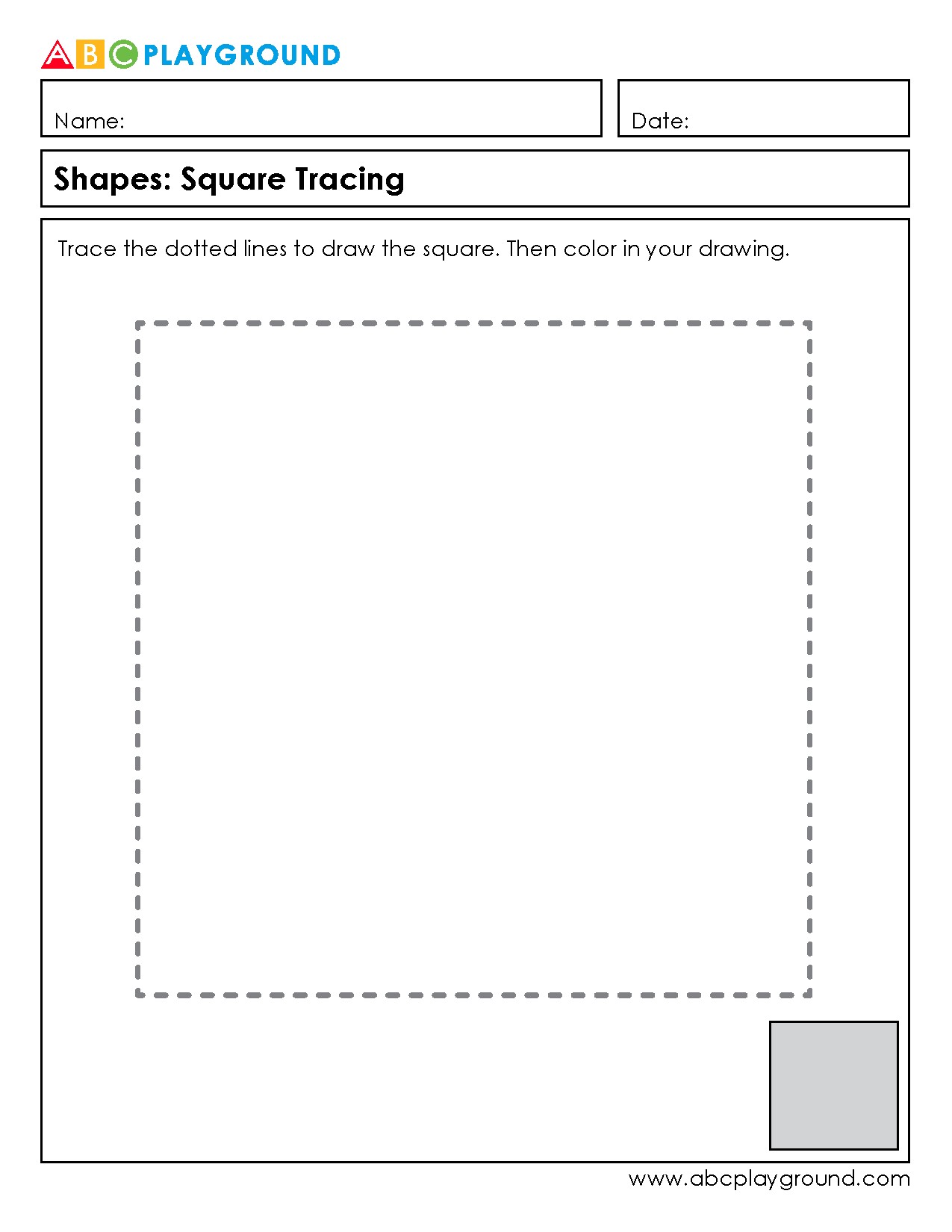 Square Tracing and Coloring Worksheet for Early Learners