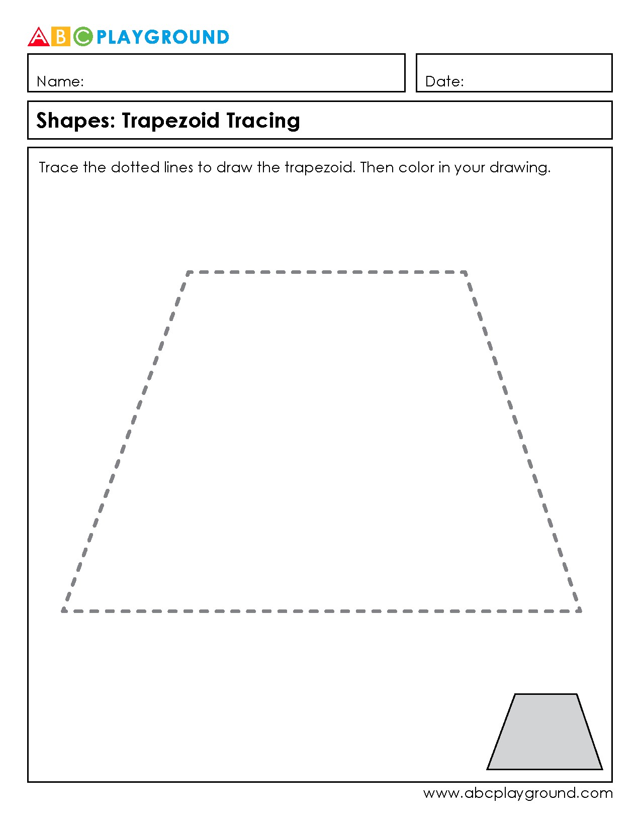 Trapezoid Tracing and Coloring Activity Worksheet