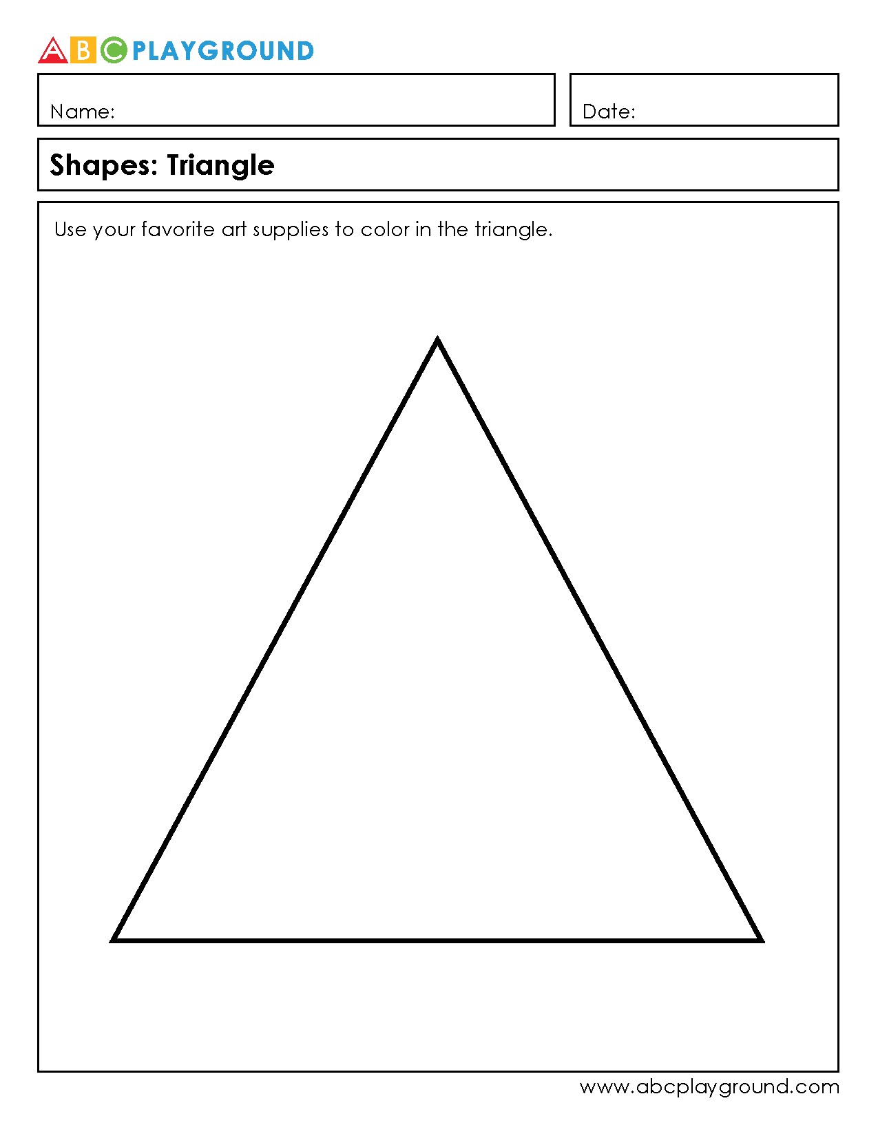 Coloring Triangle Shapes Worksheet for Young Learners