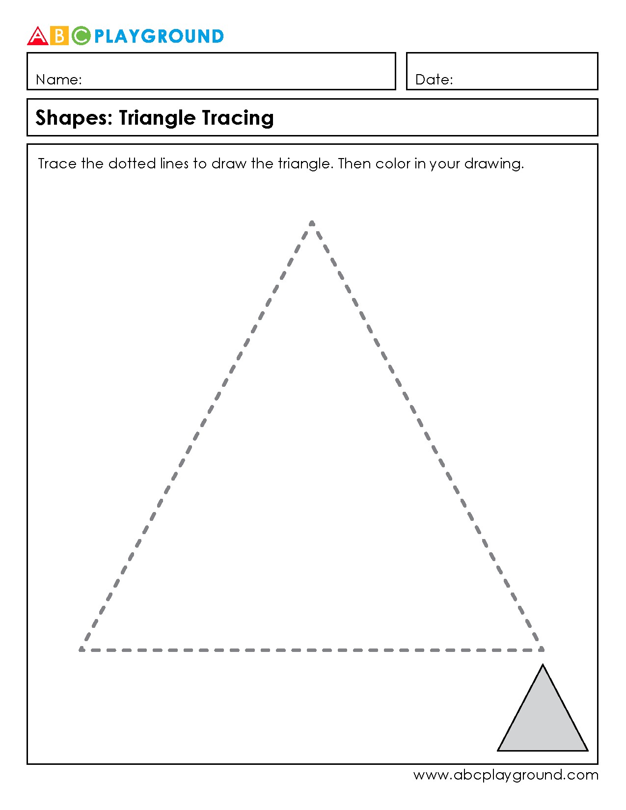 Triangle Tracing and Coloring Activity Worksheet