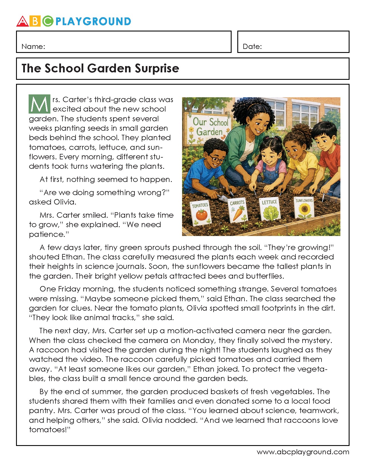 The School Garden Story: Growth, Teamwork, and Discovery