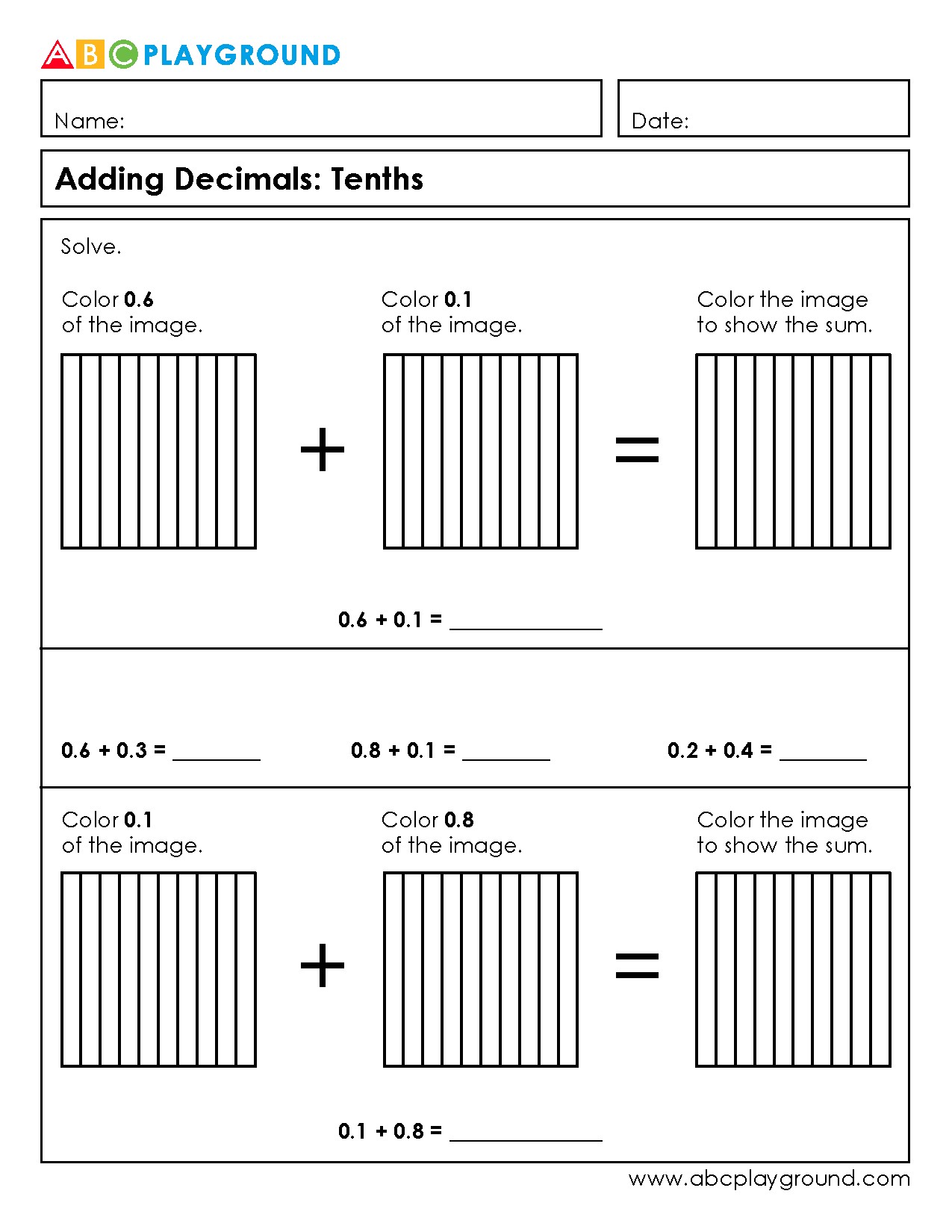 Adding Decimals with Tenths Using Visual Models
