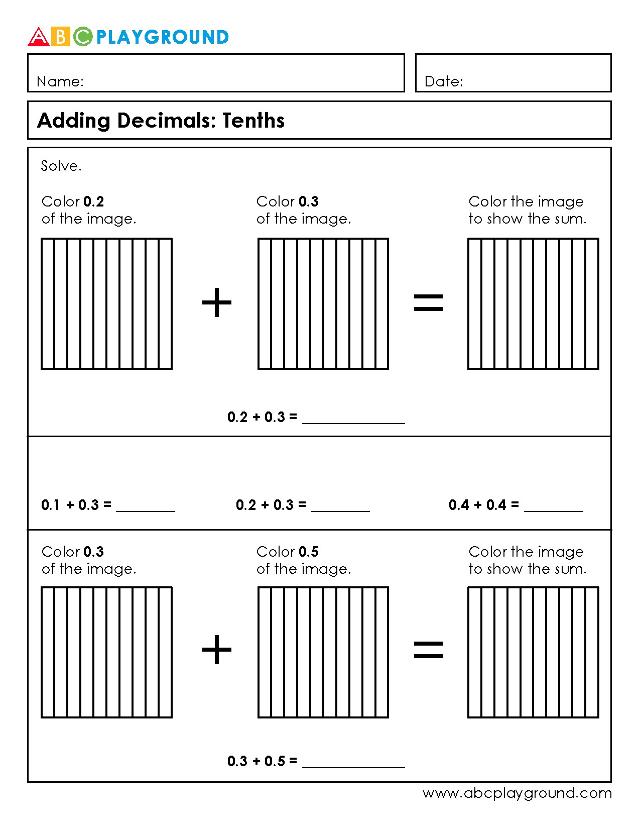 Adding Decimals with Tenths Using Visual Models