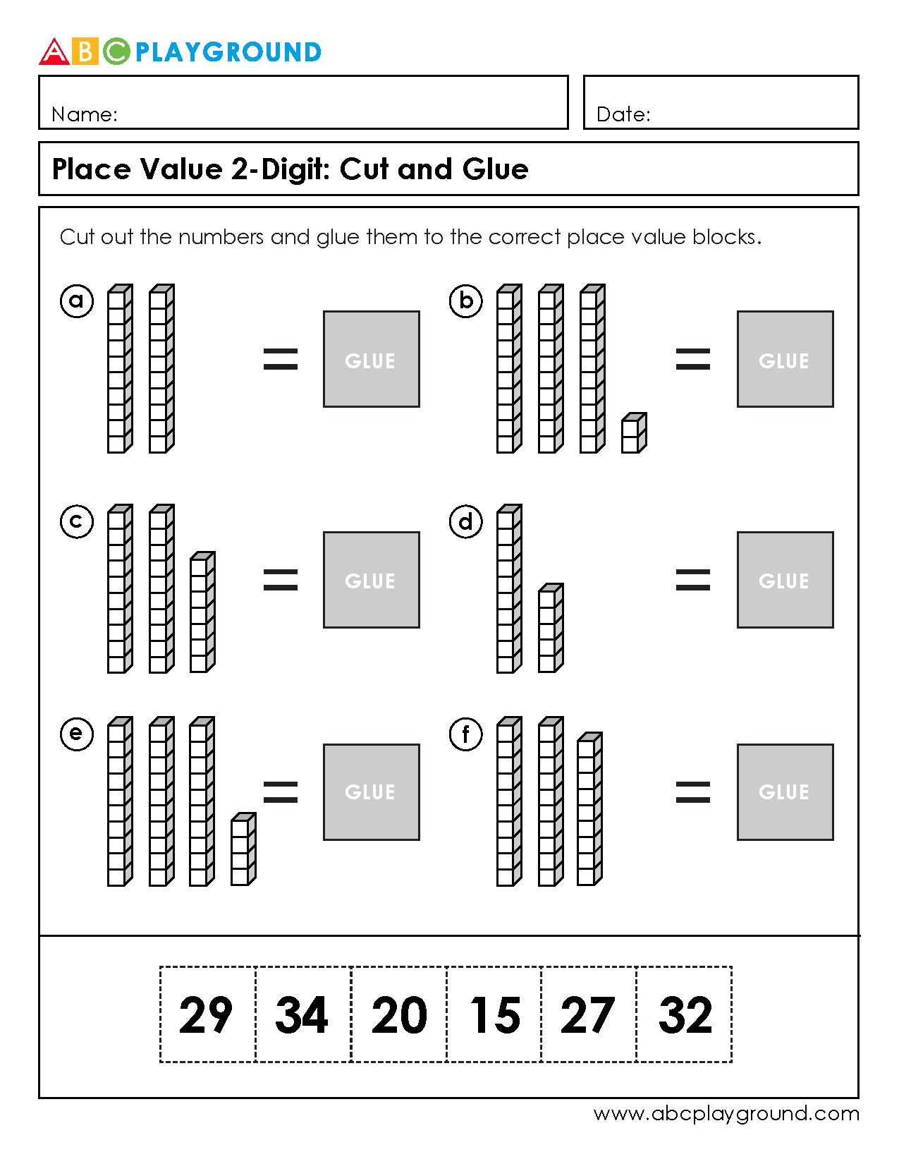 2-Digit Place Value Cut and Glue Activity