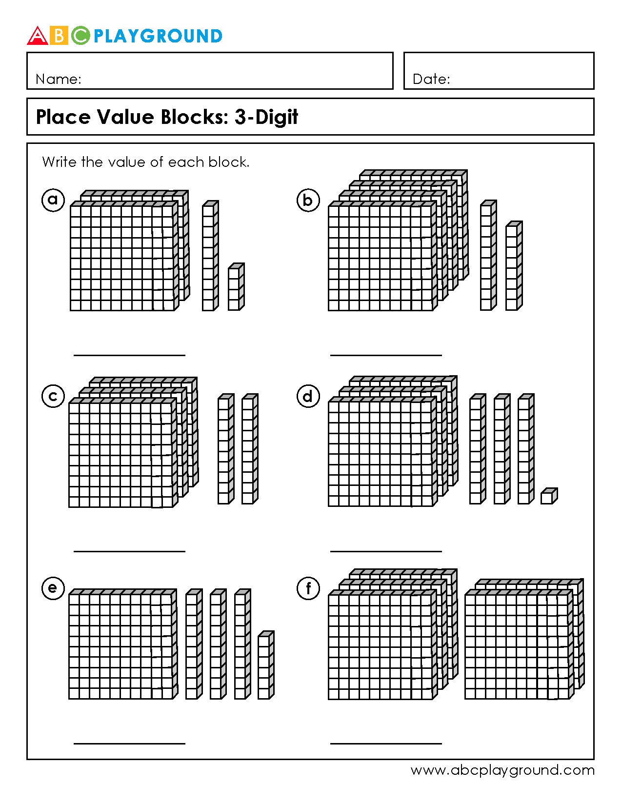 Identify Values Using 3-Digit Place Value Blocks