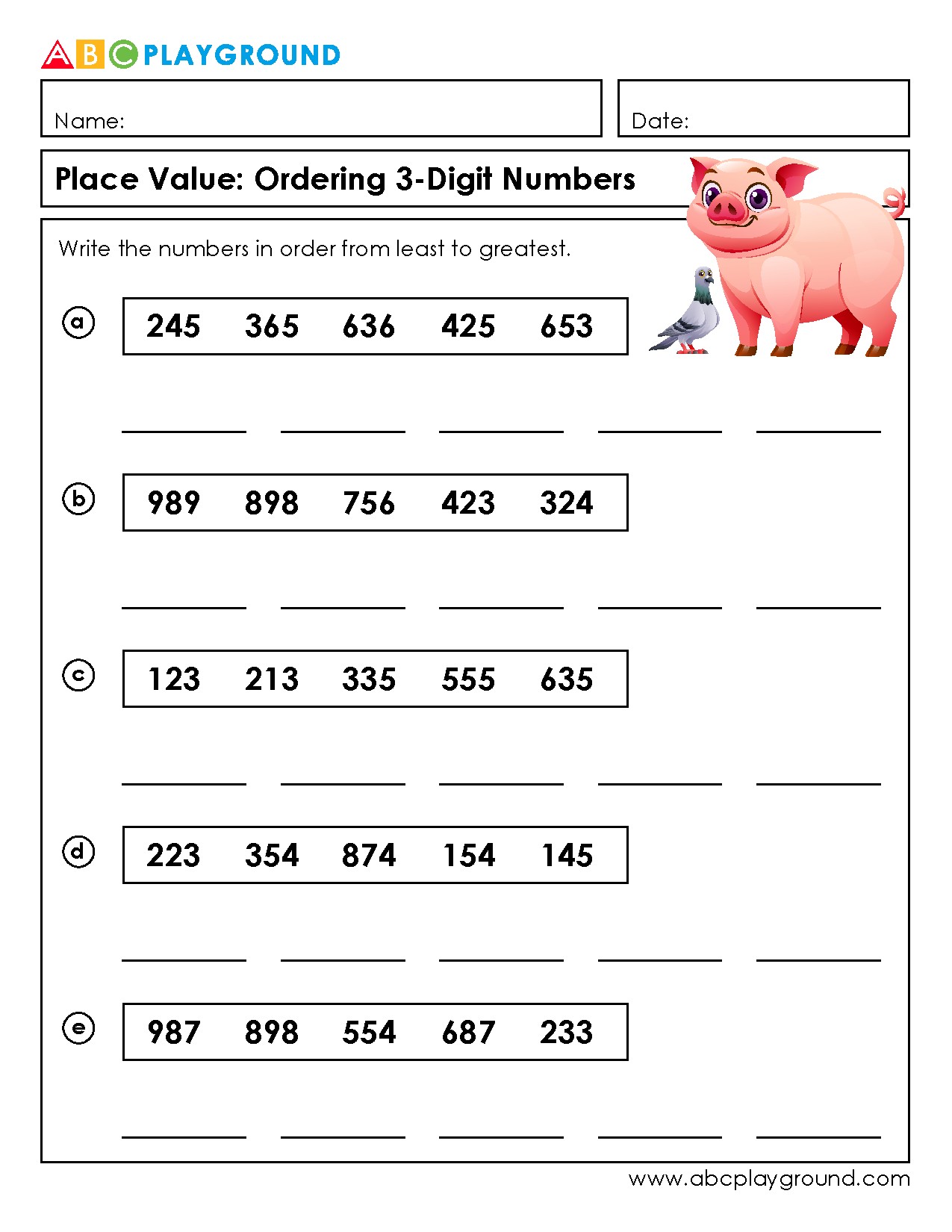 Place Value Practice: Ordering 3-Digit Numbers
