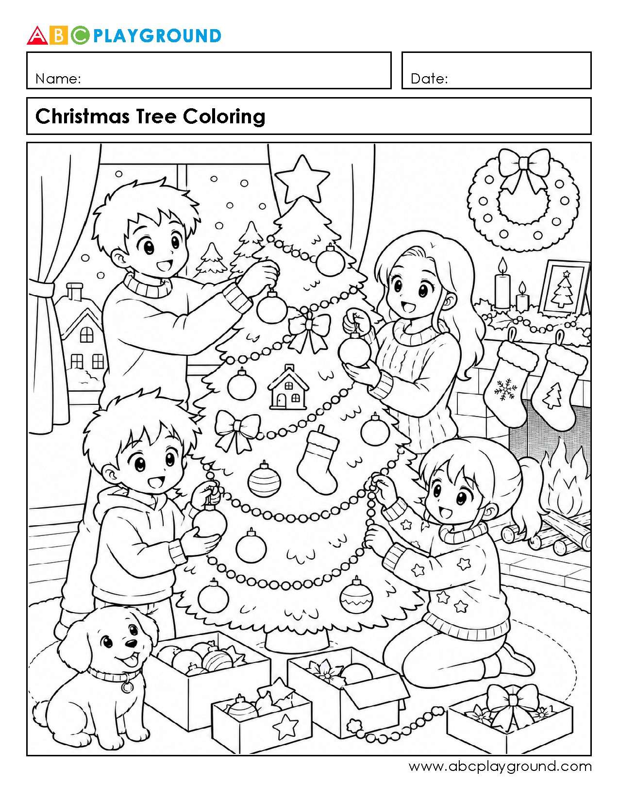 Festive Christmas Tree Coloring Activity for Kids