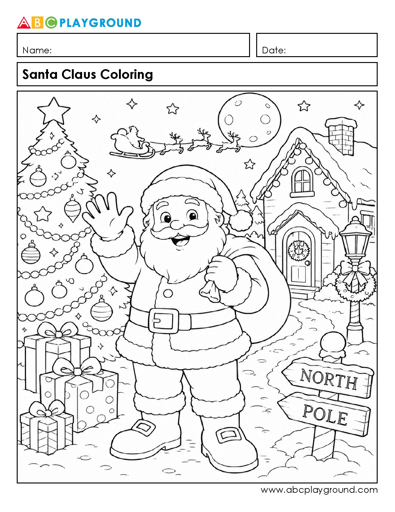 Festive Santa Claus Coloring Page for Holiday Fun