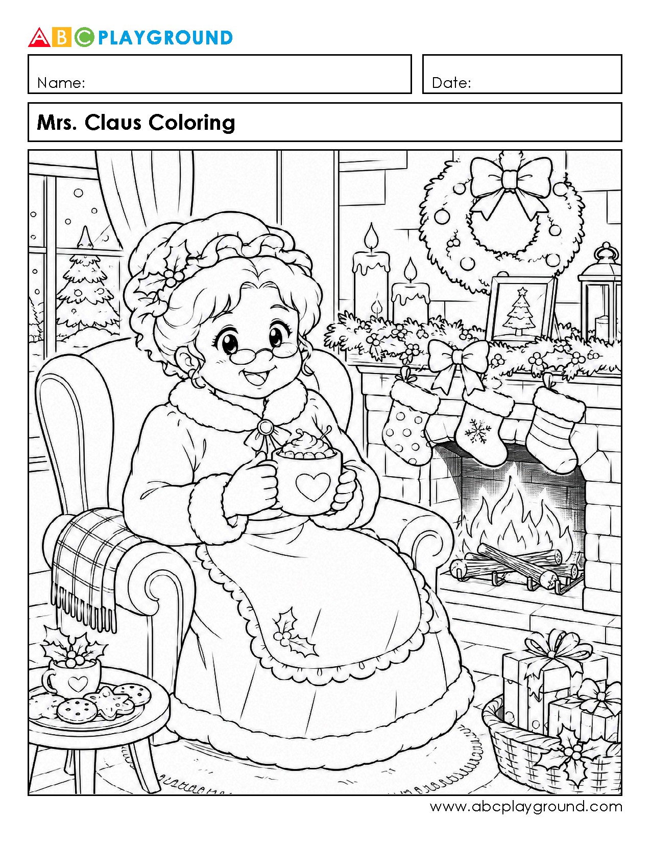 Festive Mrs. Claus Coloring Page for Kids
