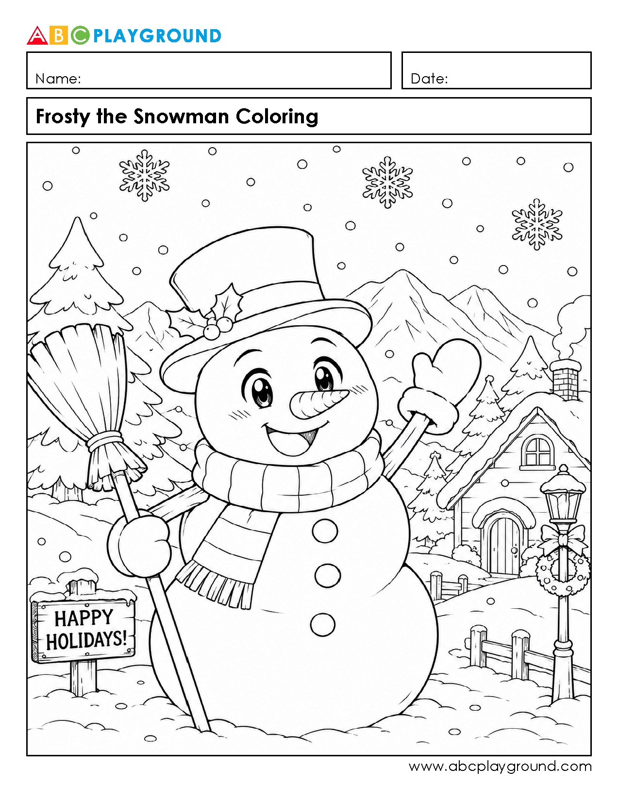 Frosty the Snowman Holiday Coloring Page