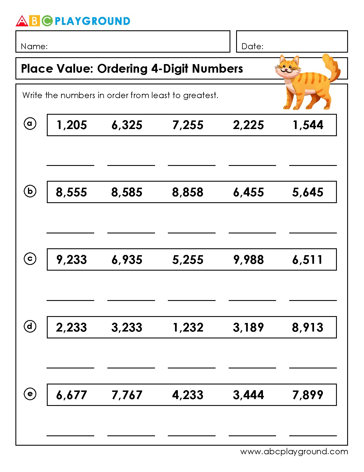Practice Ordering 4-Digit Numbers by Place Value