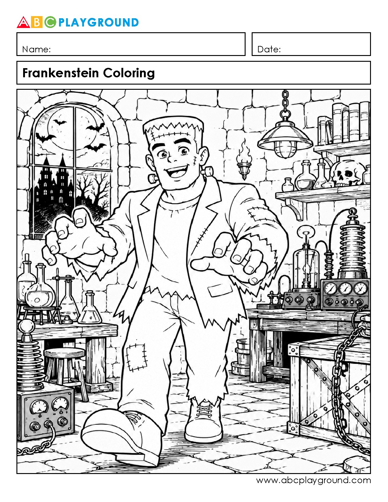 Frankenstein Coloring Page for Creative Fun