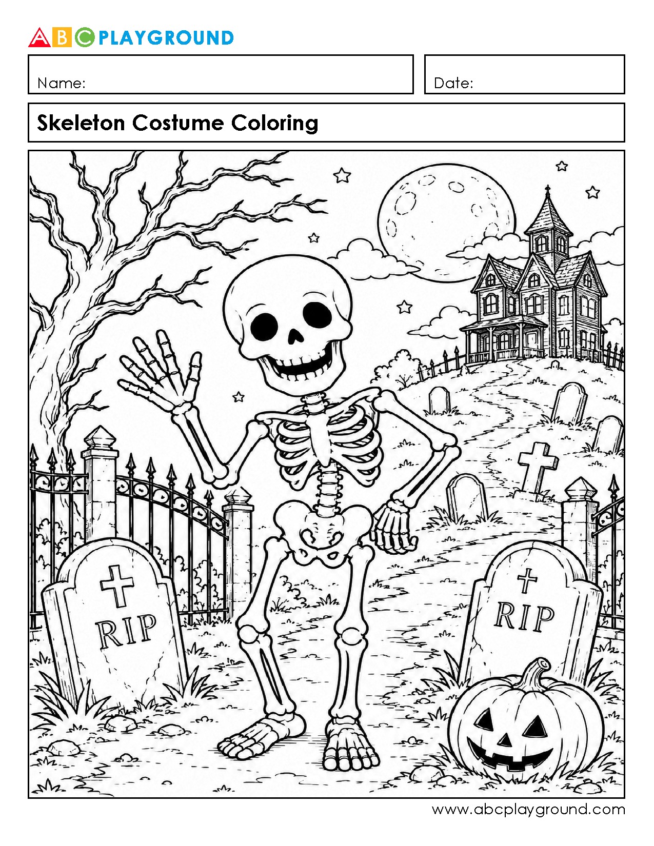 Skeleton Costume Coloring Page for Creative Fun