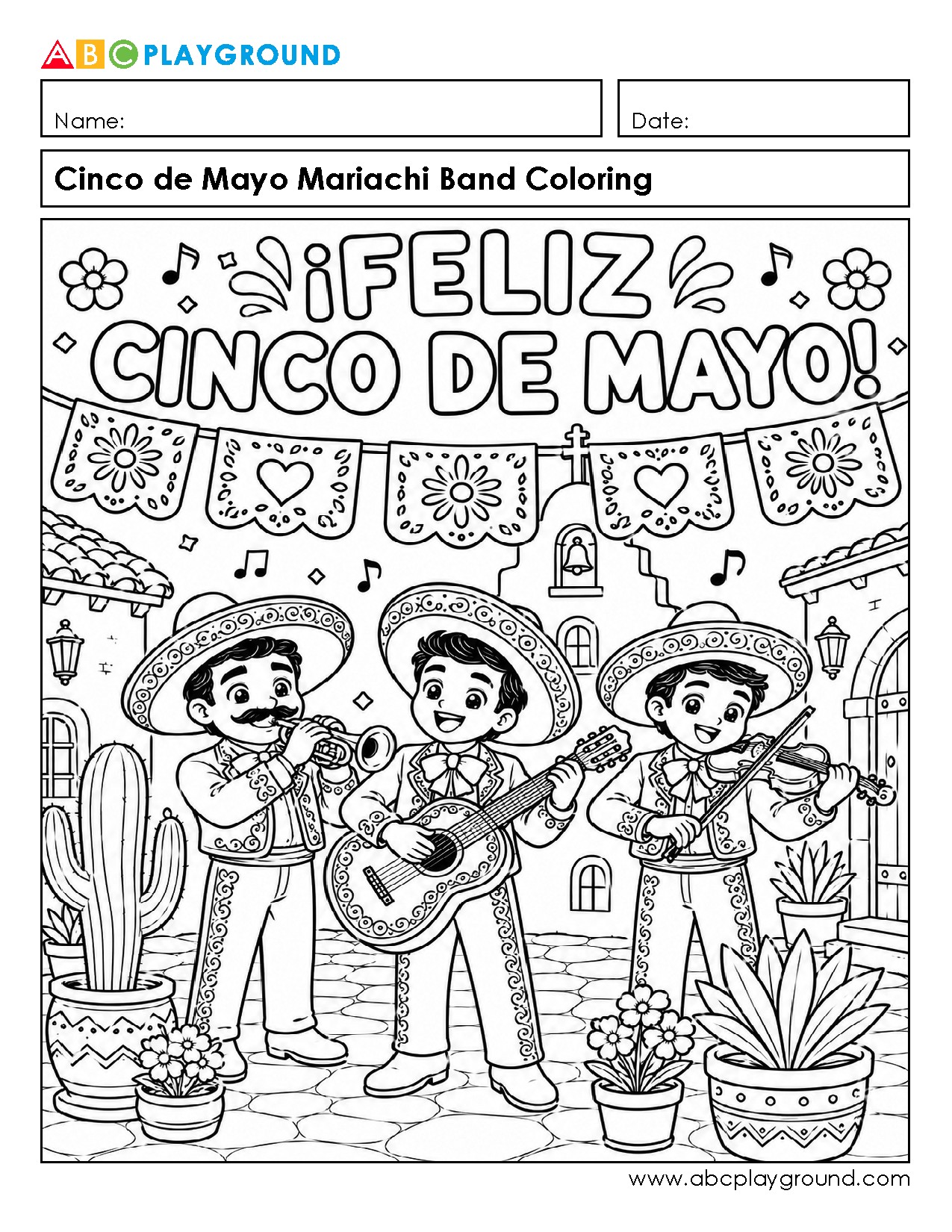 Cinco de Mayo Mariachi Band Coloring Page