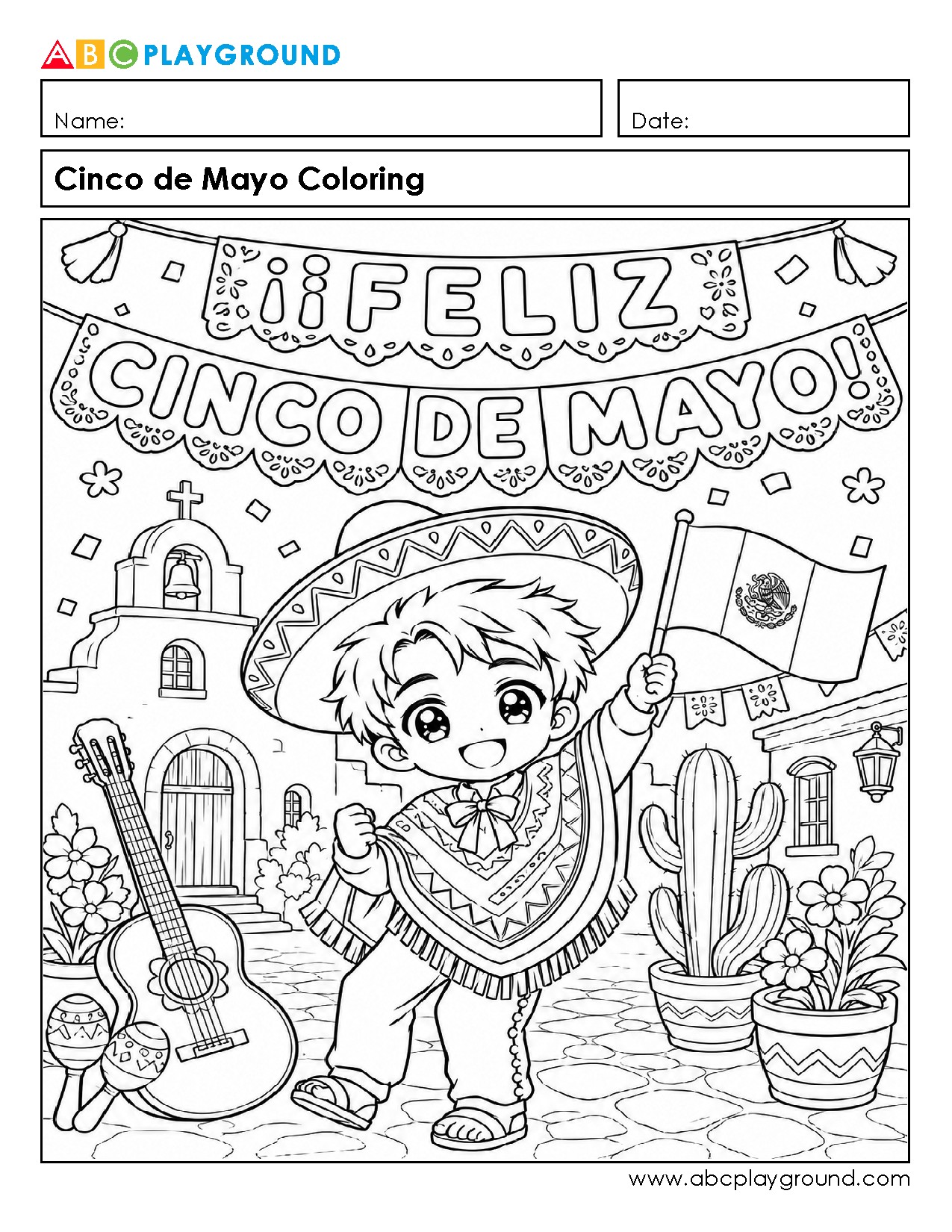 Cinco de Mayo Coloring Activity for Cultural Learning