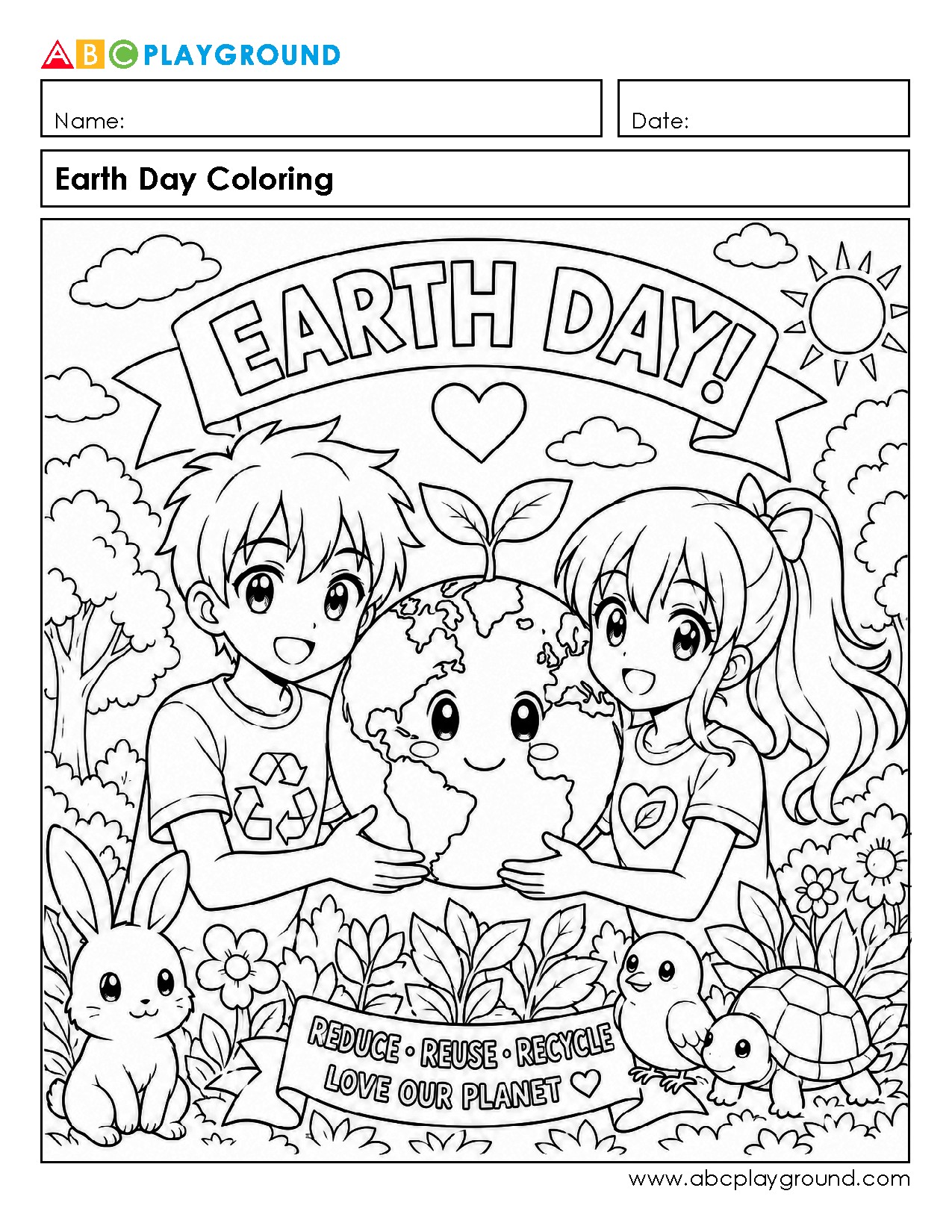 Earth Day Coloring Page to Promote Environmental Awareness