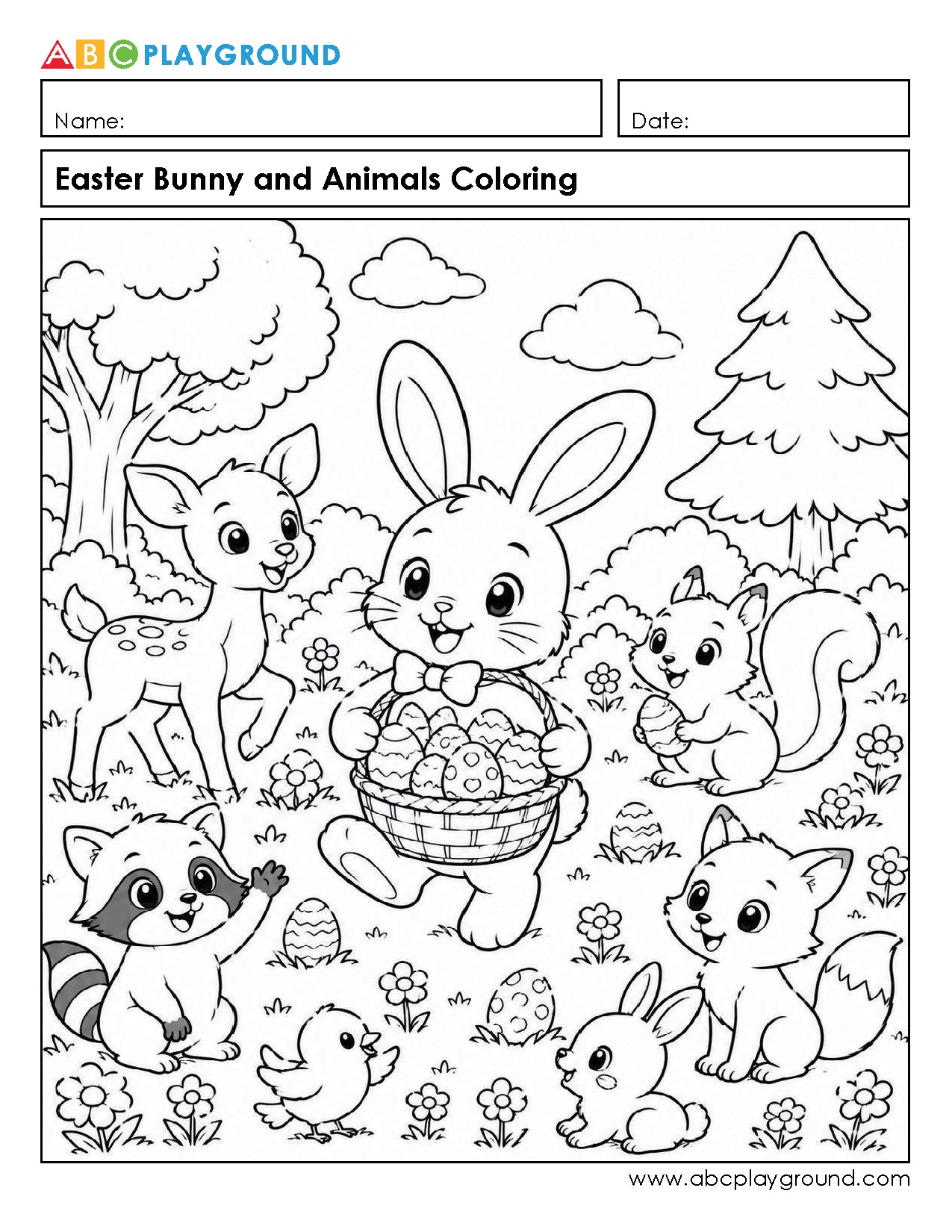 Easter Bunny and Animals Coloring Activity