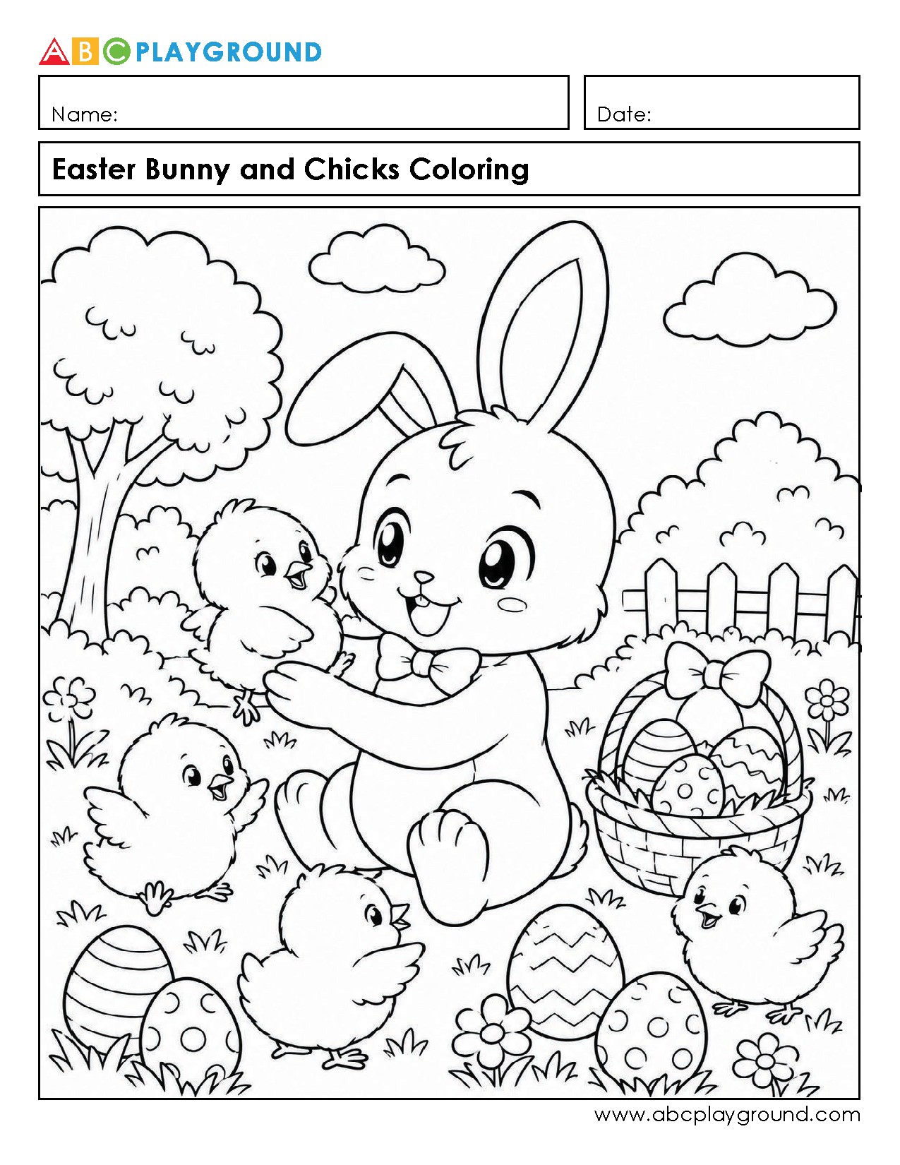 Easter Bunny and Chicks Coloring Activity