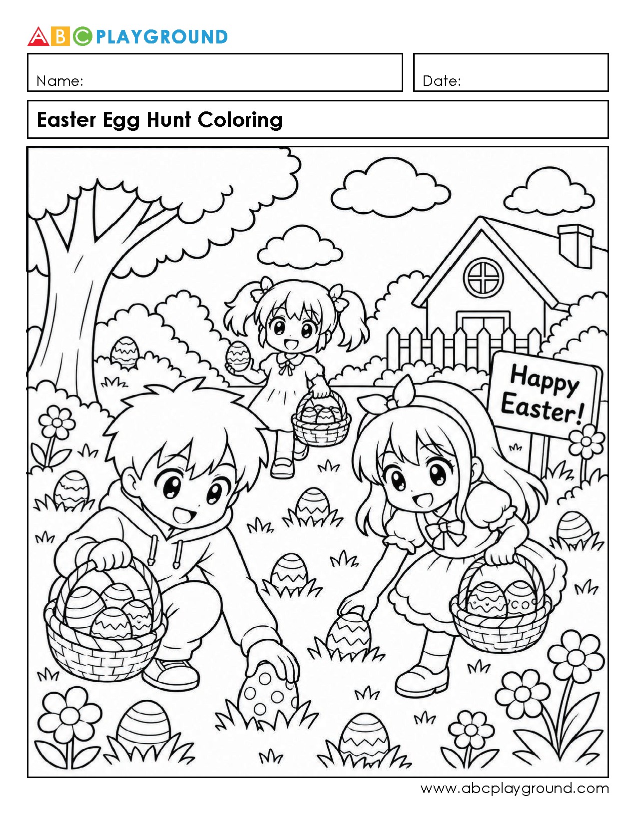Fun Easter Egg Hunt Coloring Activity for Kids