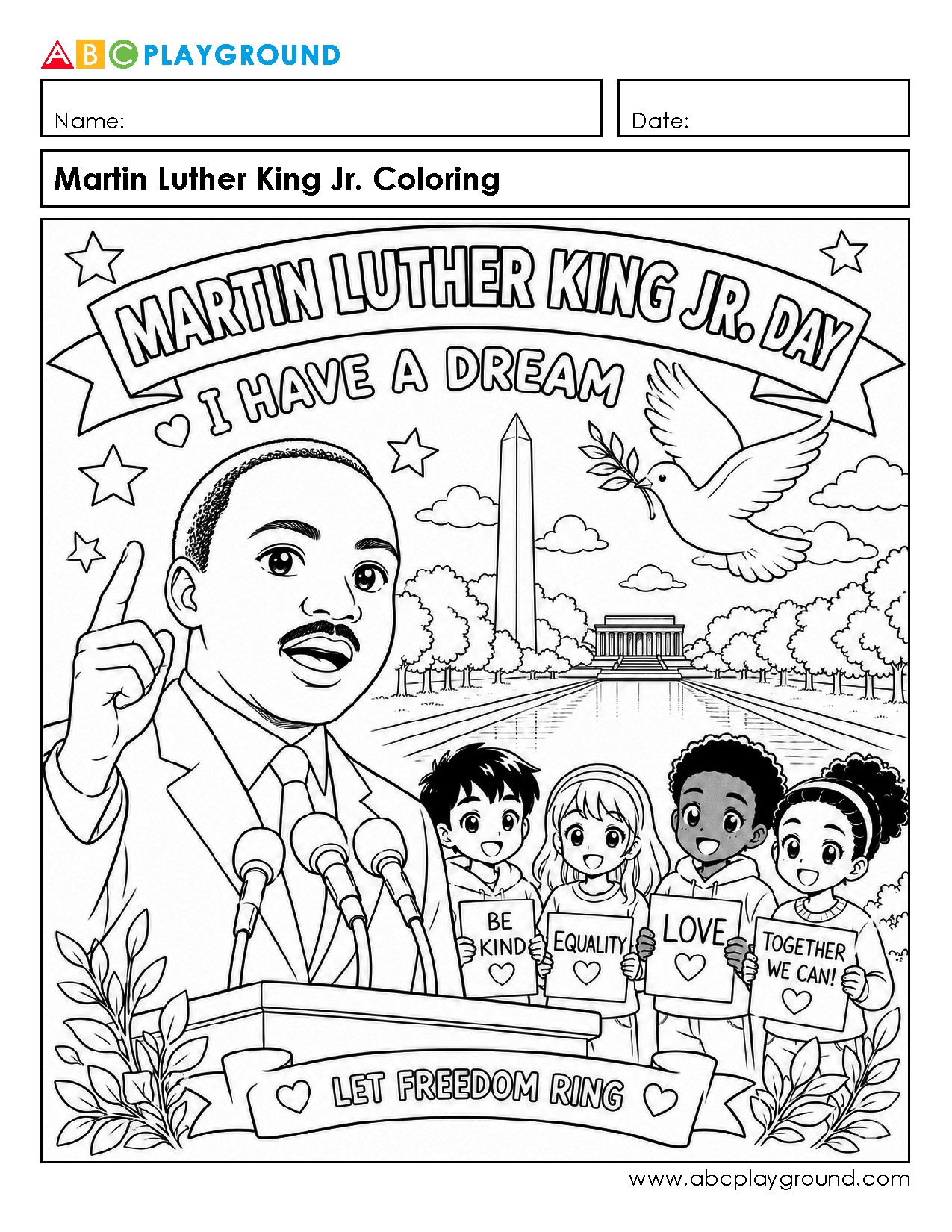 Martin Luther King Jr. Day Coloring Activity