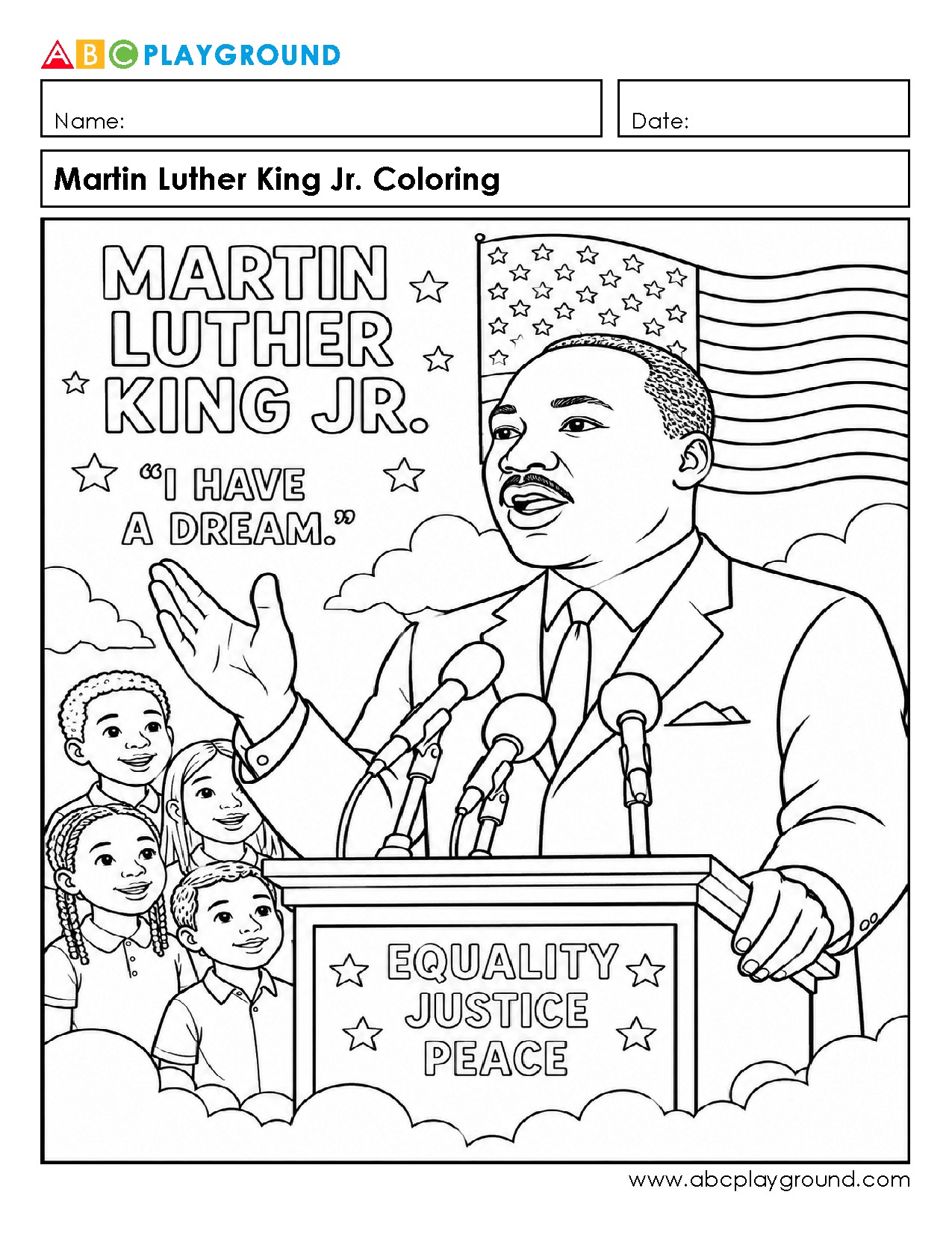 Martin Luther King Jr. Coloring Page for Kids