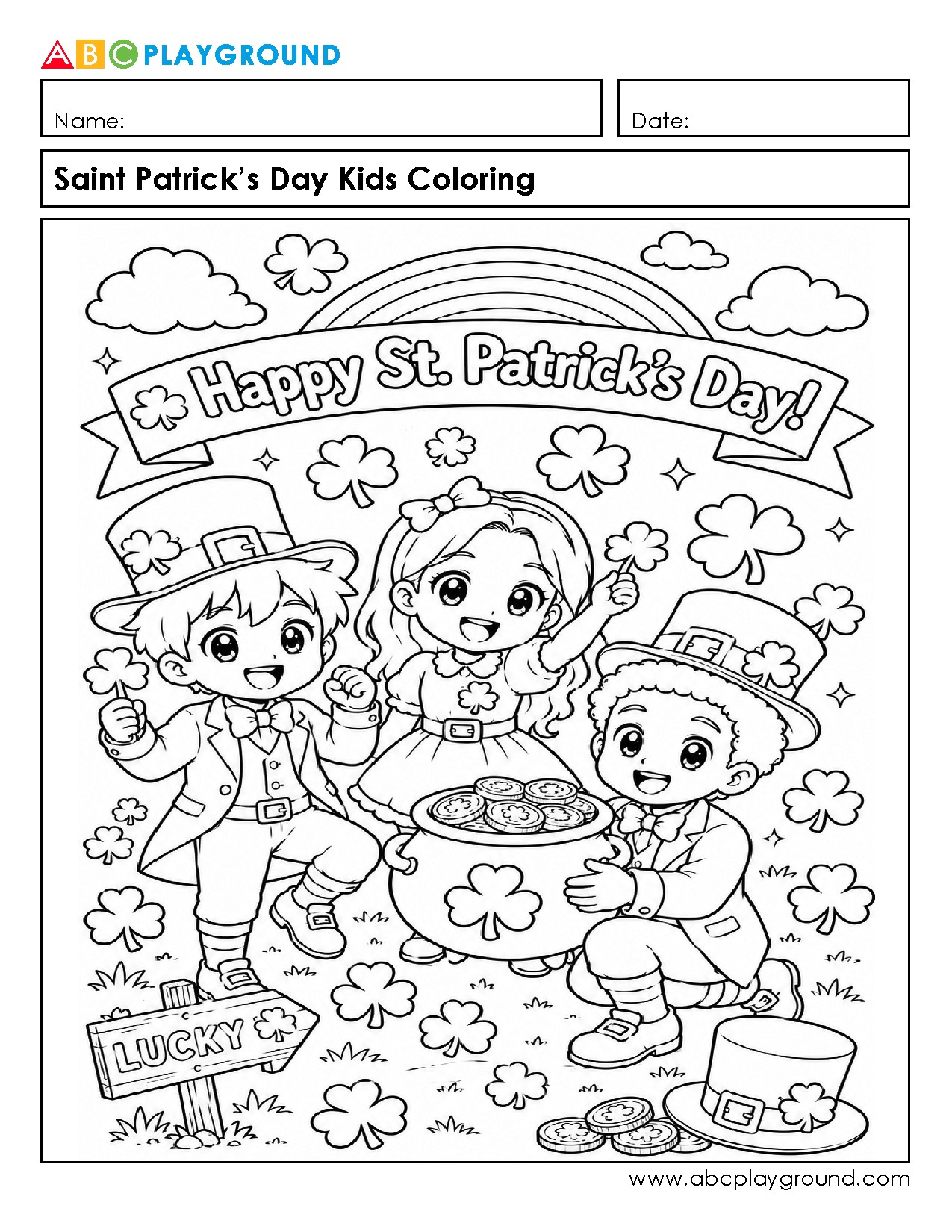 Saint Patrick’s Day Coloring Page for Kids Fun
