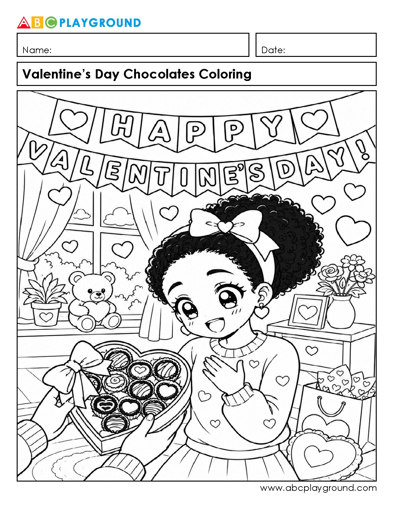 Valentine’s Day Chocolates Coloring Activity