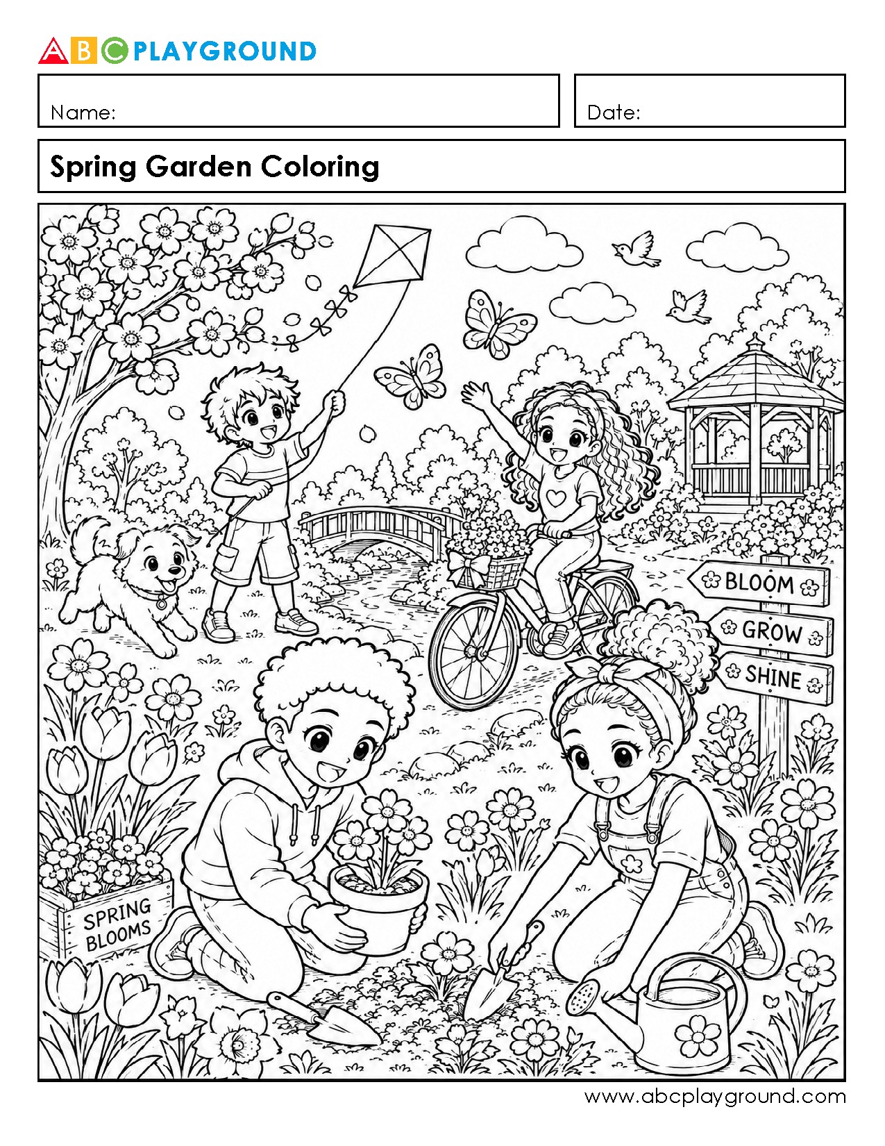 Spring Garden Coloring Activity for Creative Learning